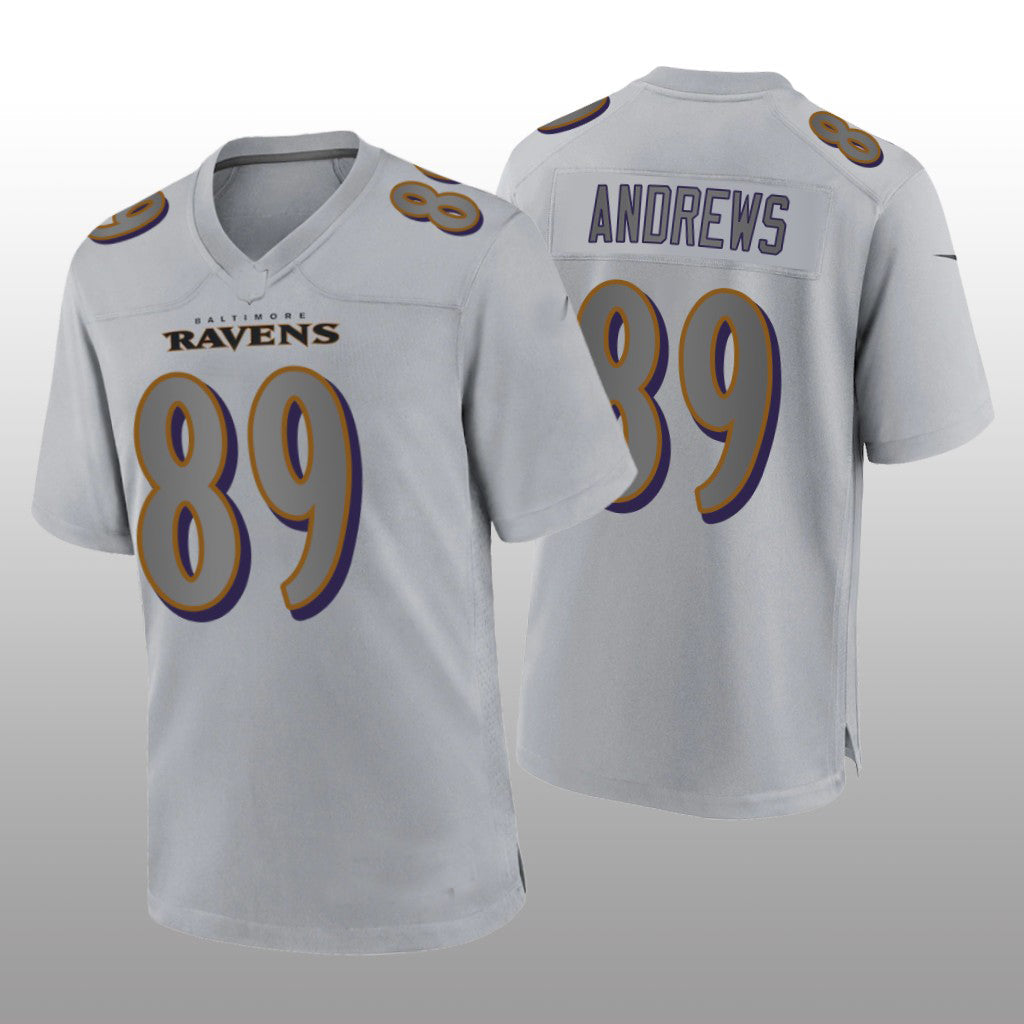 B.Ravens #89 Mark Andrews Gray Atmosphere Game Jersey Stitched American Football Jerseys football jersey product view 1