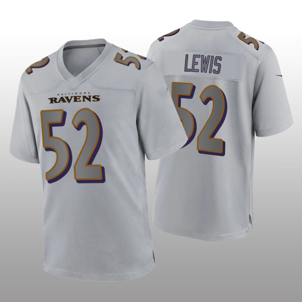 B.Ravens #52 Ray Lewis Gray Atmosphere Game Retired Player Jersey Stitched American Football Jerseys football jersey product view 1