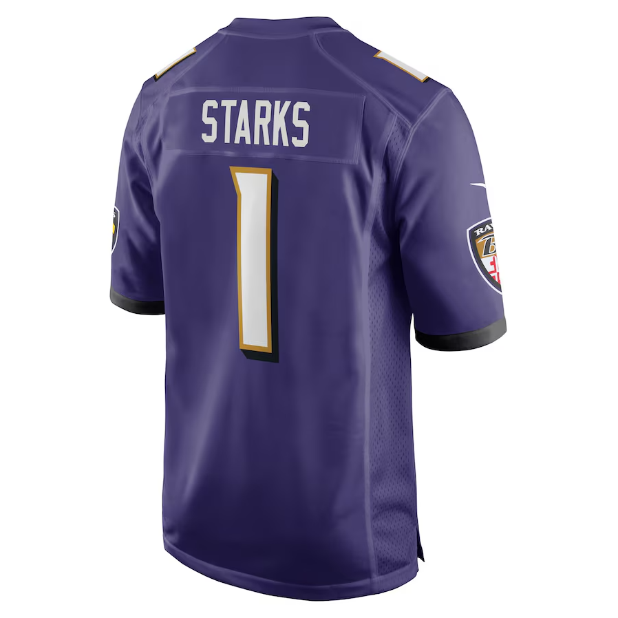 B.Ravens #1 Malaki Starks Purple 2025 Draft First Round Pick Game Stitched American Football Jerseys football jersey product view 1