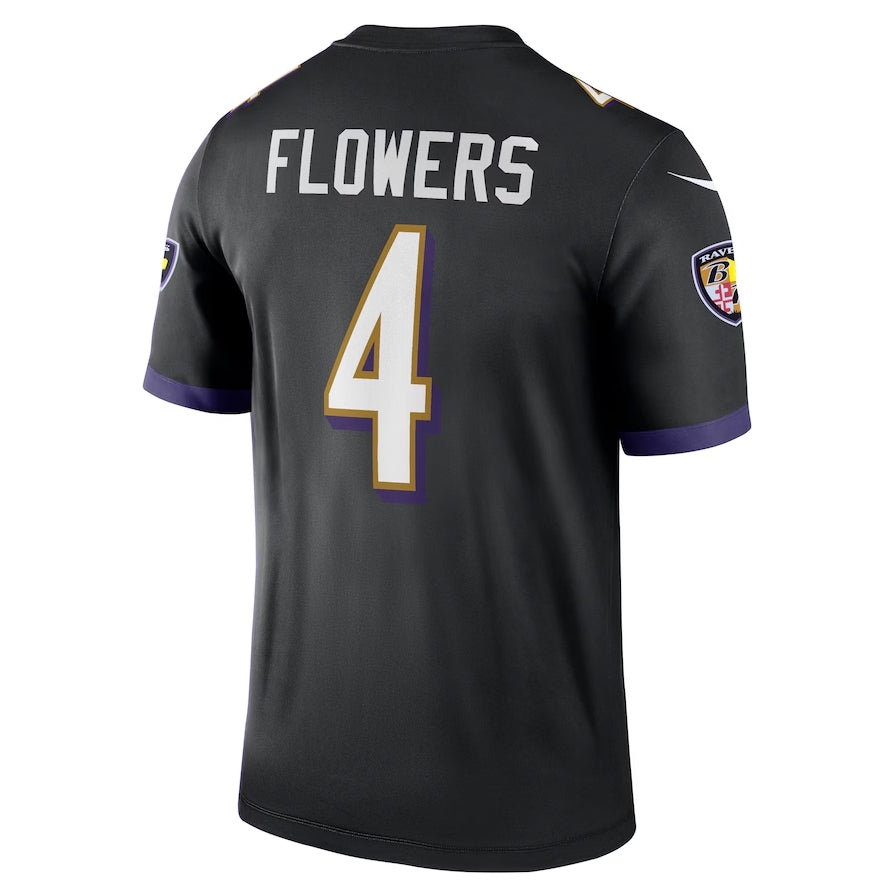 B.Ravens #4 Zay Flowers Black Alternate Legend Stitched American Football Jerseys football jersey product view 1