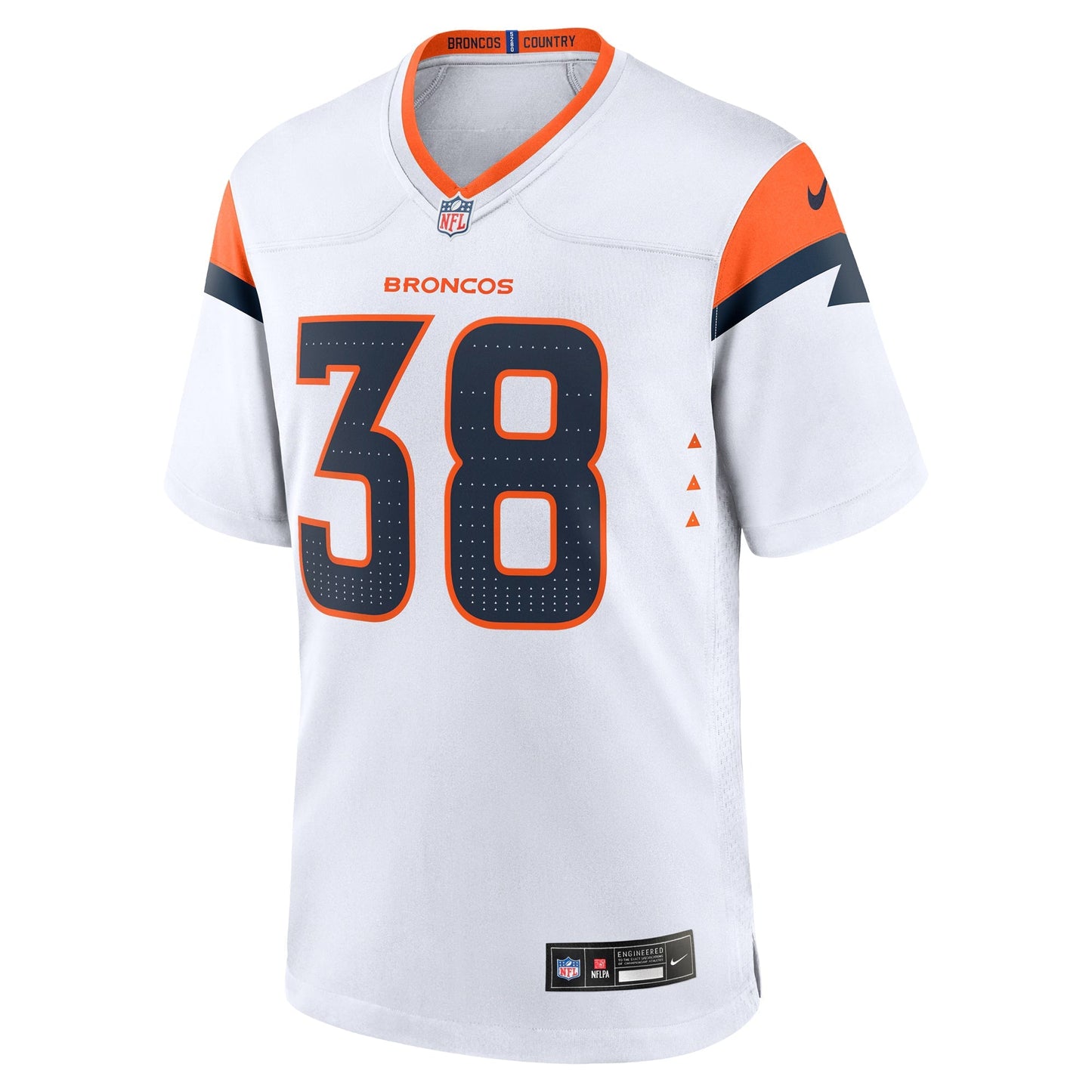 Denver Broncos Jaleel McLaughlin White Game Jersey football jersey product view 2