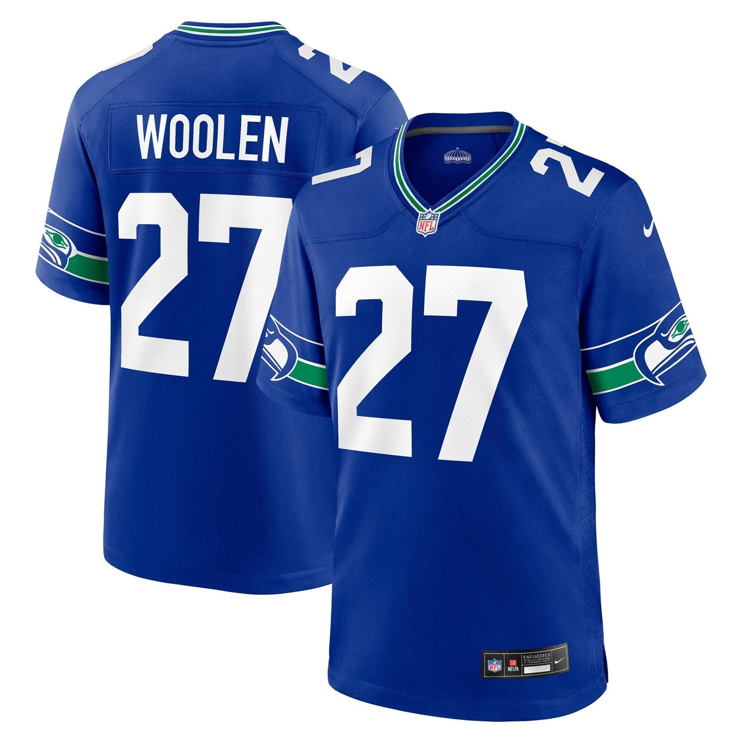 Seattle Seahawks Tariq Woolen Royal Throwback Player Game Jersey football jersey product view 1