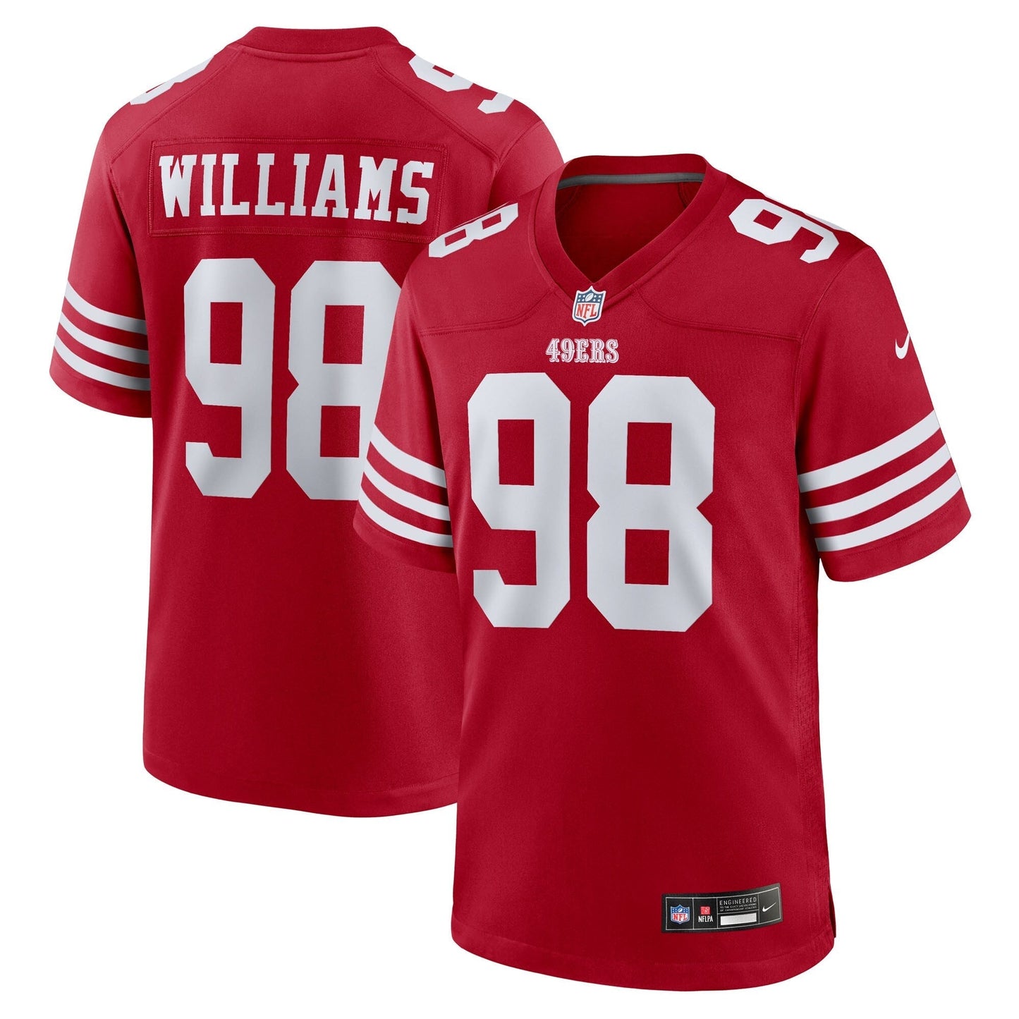 San Francisco 49ers Mykel Williams Scarlet Team Game Jersey football jersey product view 1