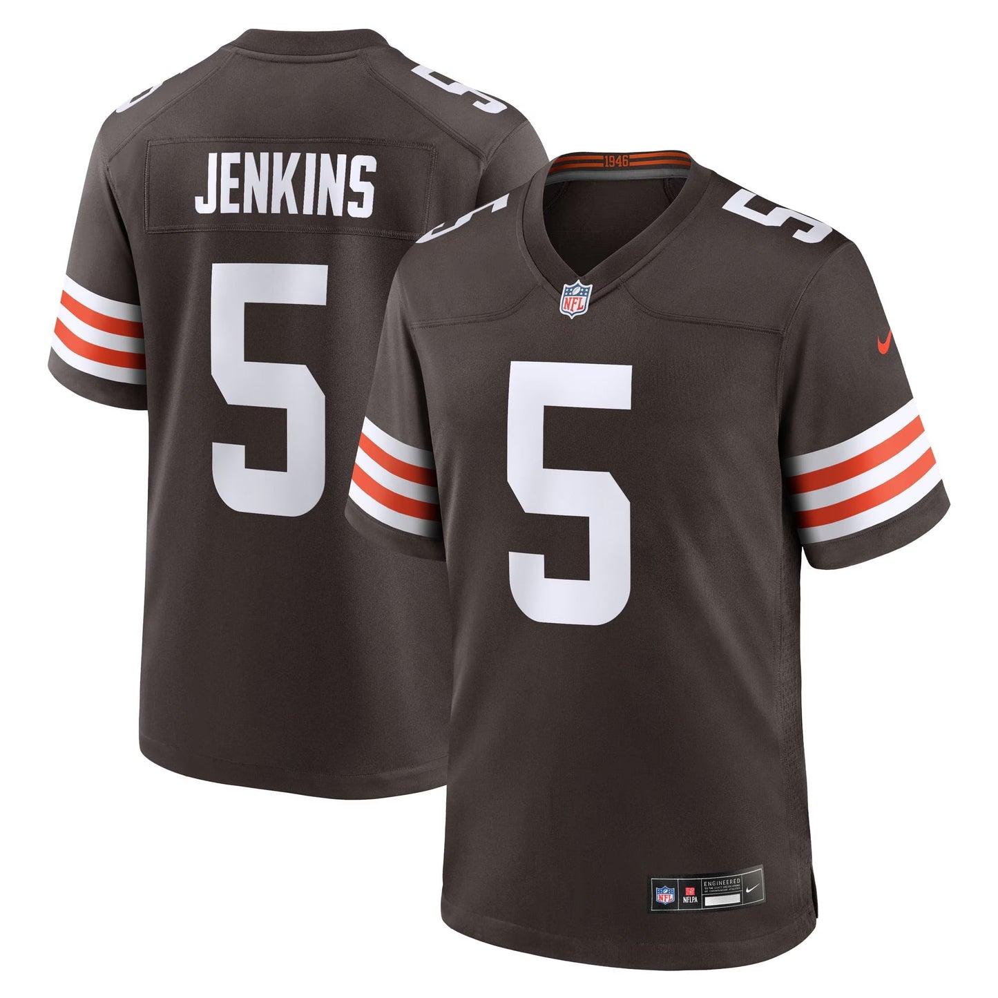 Cleveland Browns Rayshawn Jenkins Brown Team Game Jersey football jersey product view 1