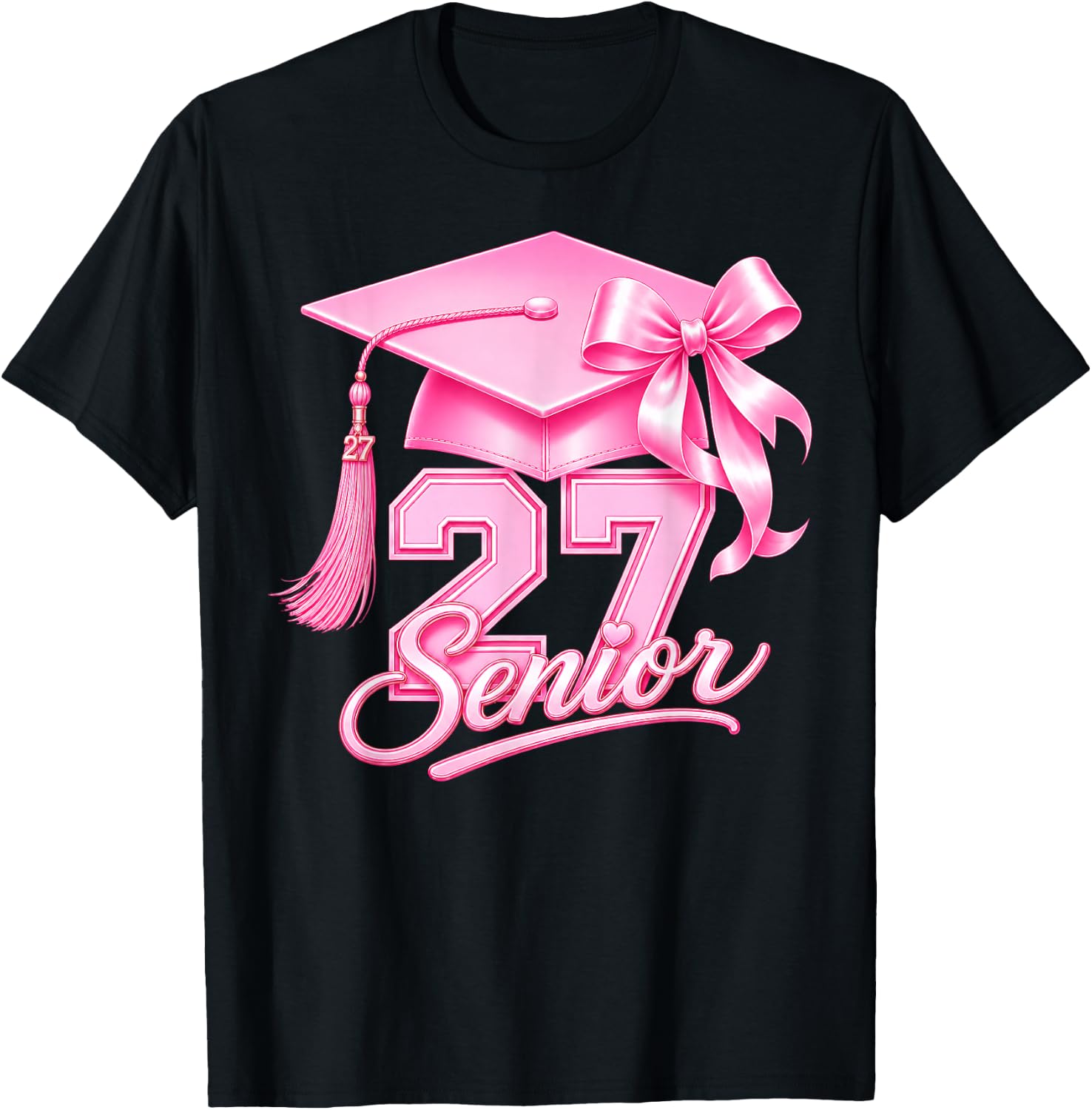 Back to School Senior 2027 Pink Bow Class Graduate Girl T-Shirt Unisex T-shirt, Sweatshirt, Hoodie, Long Sleeve Tee - T-Shirt, Sweatshirt, Hoodie