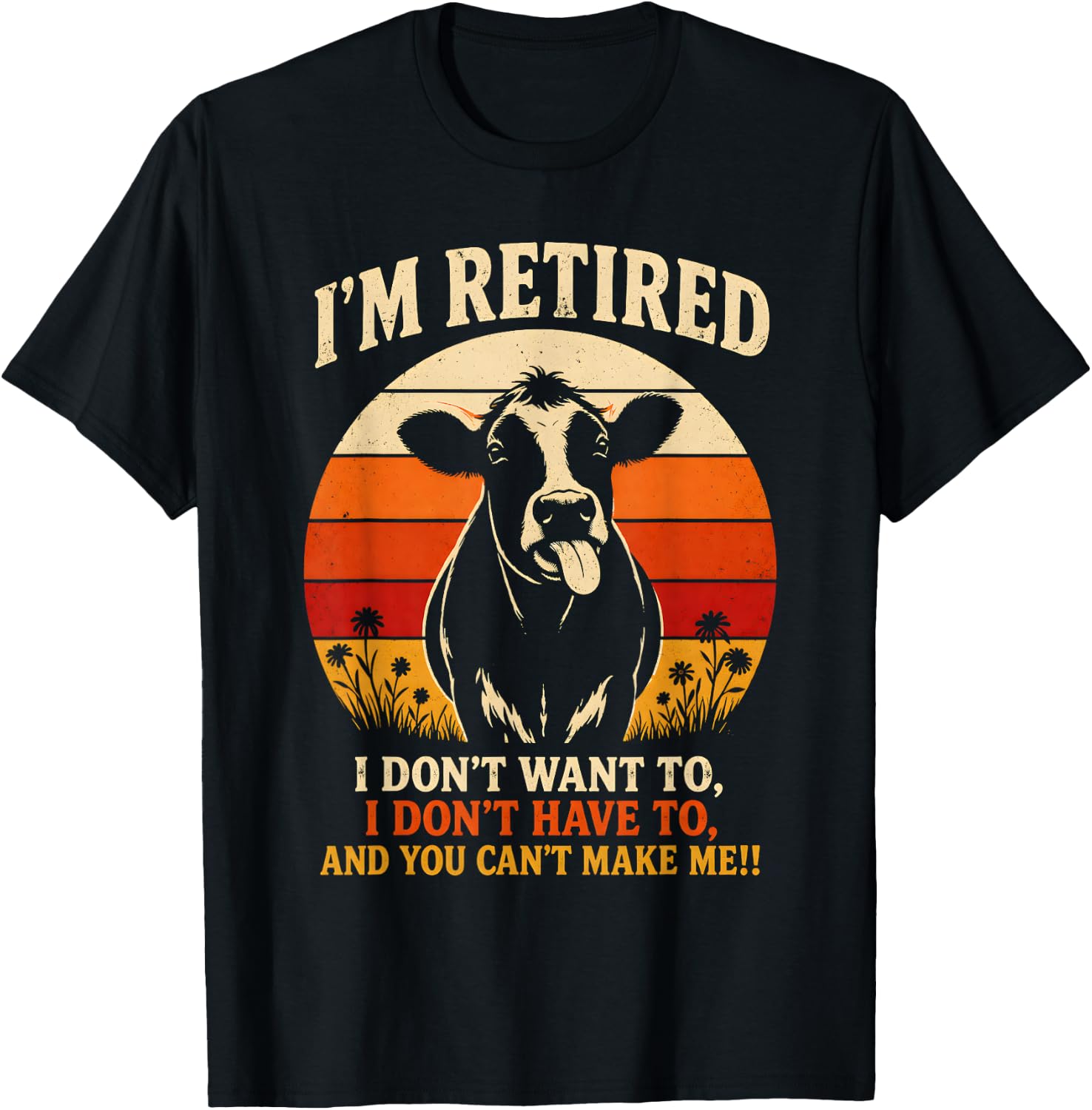 Funny Retirement Cow Retired Vintage Men Women Retro T-Shirt Unisex T-shirt, Sweatshirt, Hoodie, Long Sleeve Tee - T-Shirt, Sweatshirt, Hoodie