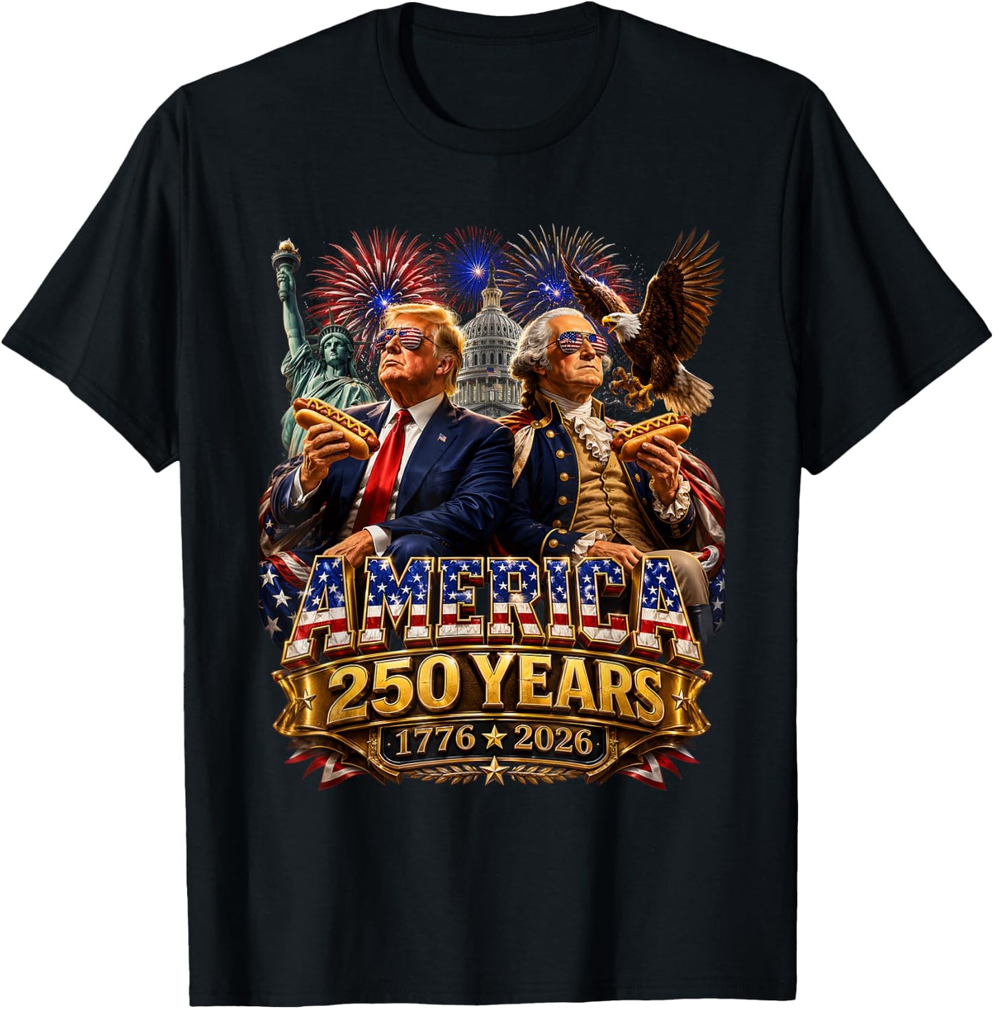 250 Years America Anniversary 250th Trump Washington Vintage T-Shirt Unisex T-shirt, Sweatshirt, Hoodie, Long Sleeve Tee - T-Shirt, Sweatshirt, Hoodie