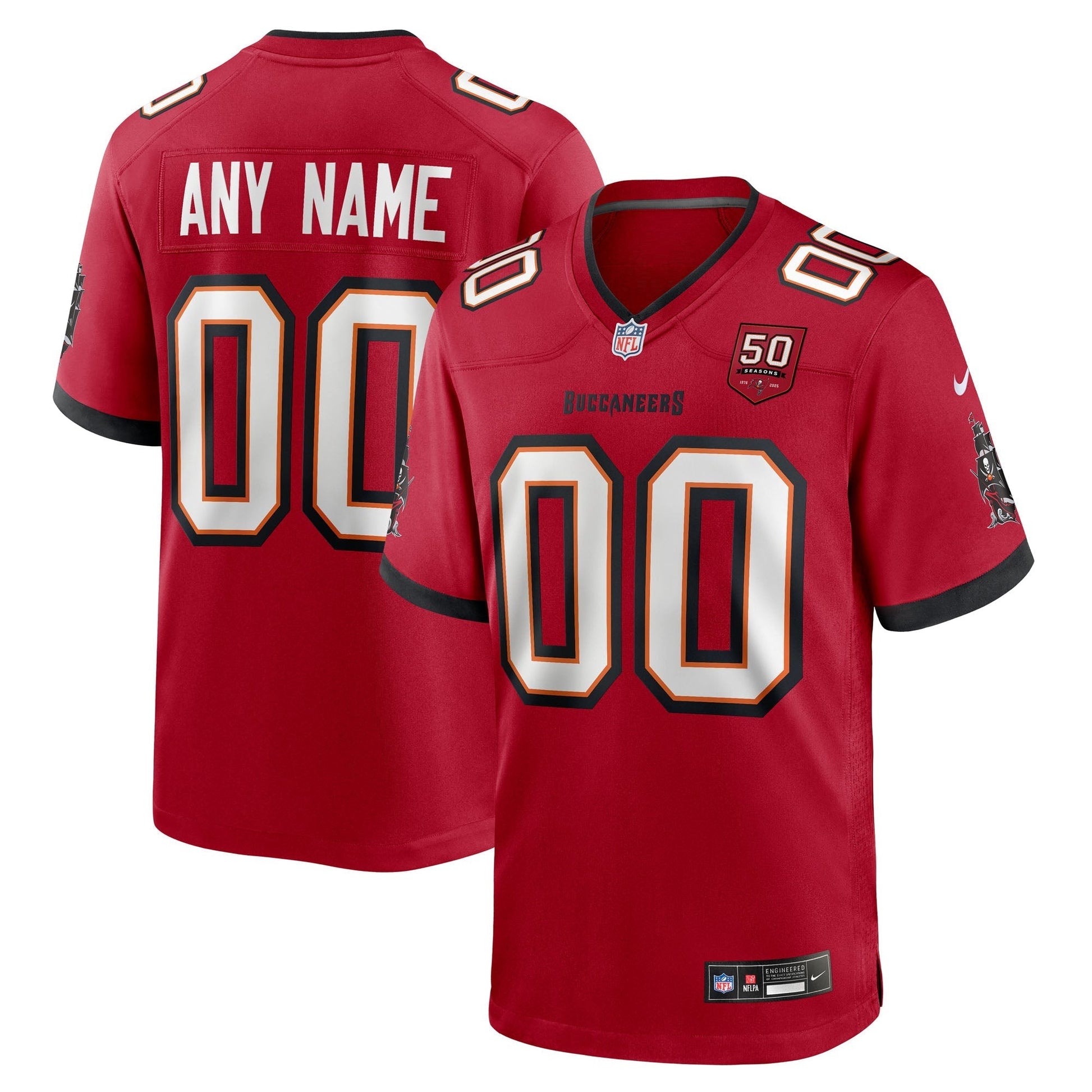 Tampa Bay Buccaneers Red 50th Season Custom Game Jersey football jersey product view 1