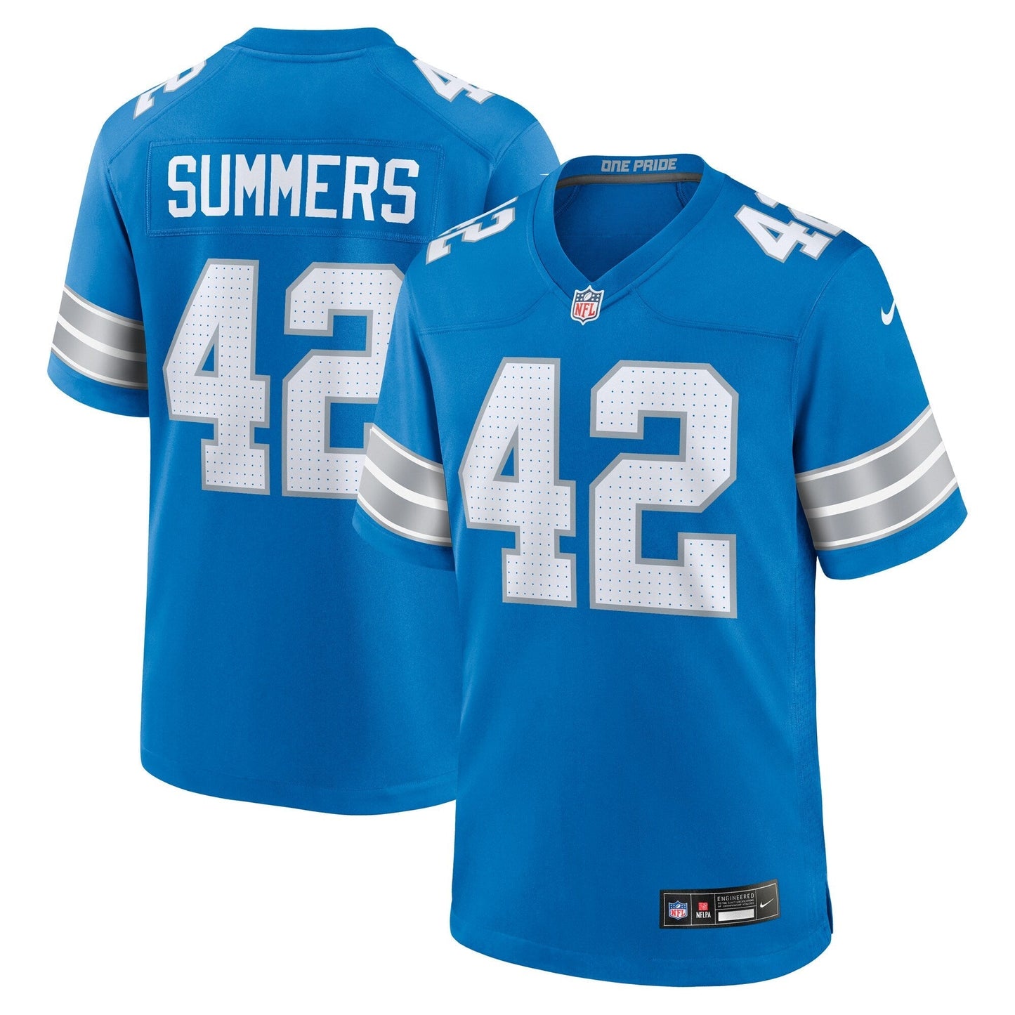 Detroit Lions Ty Summers Blue Team Game Jersey football jersey product view 1
