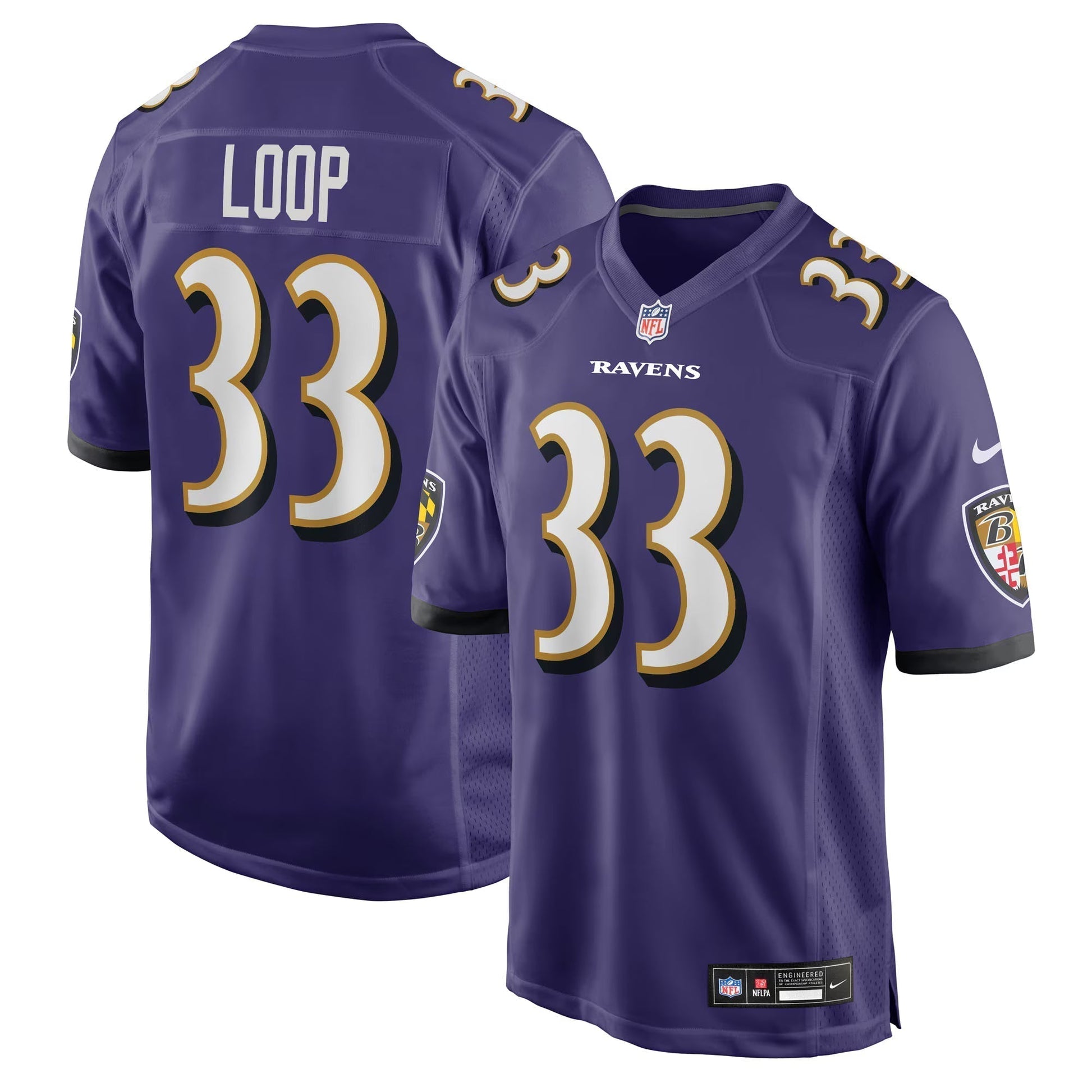 Baltimore Ravens Tyler Loop Purple Team Game Jersey football jersey product view 1