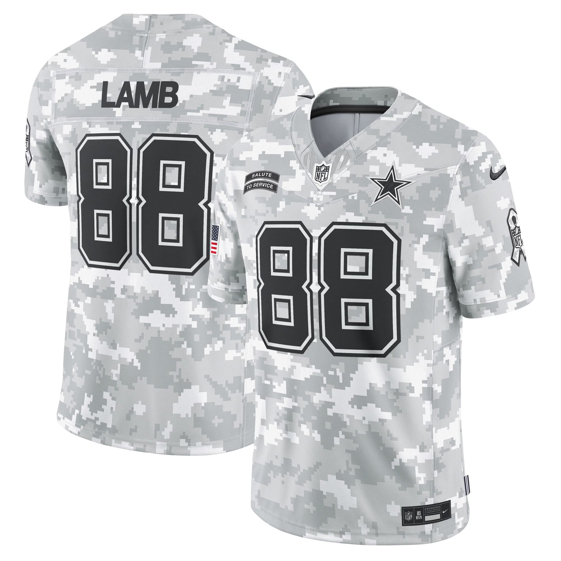 Dallas Cowboys CeeDee Lamb Arctic Camo 2024 Salute to Service Limited Jersey football jersey product view 1