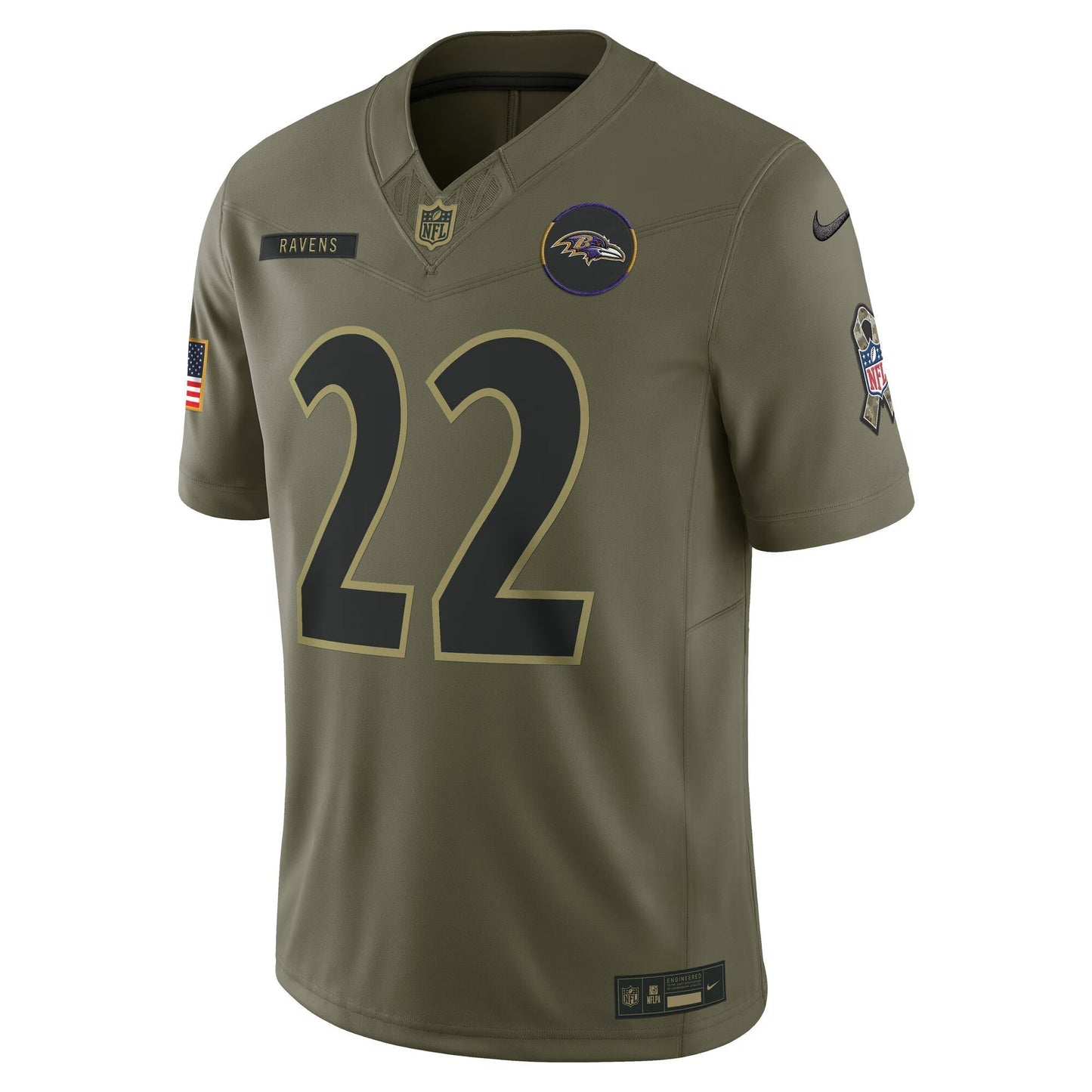 Baltimore Ravens Derrick Henry Olive 2025 Salute to Service Limited Jersey football jersey product view 2