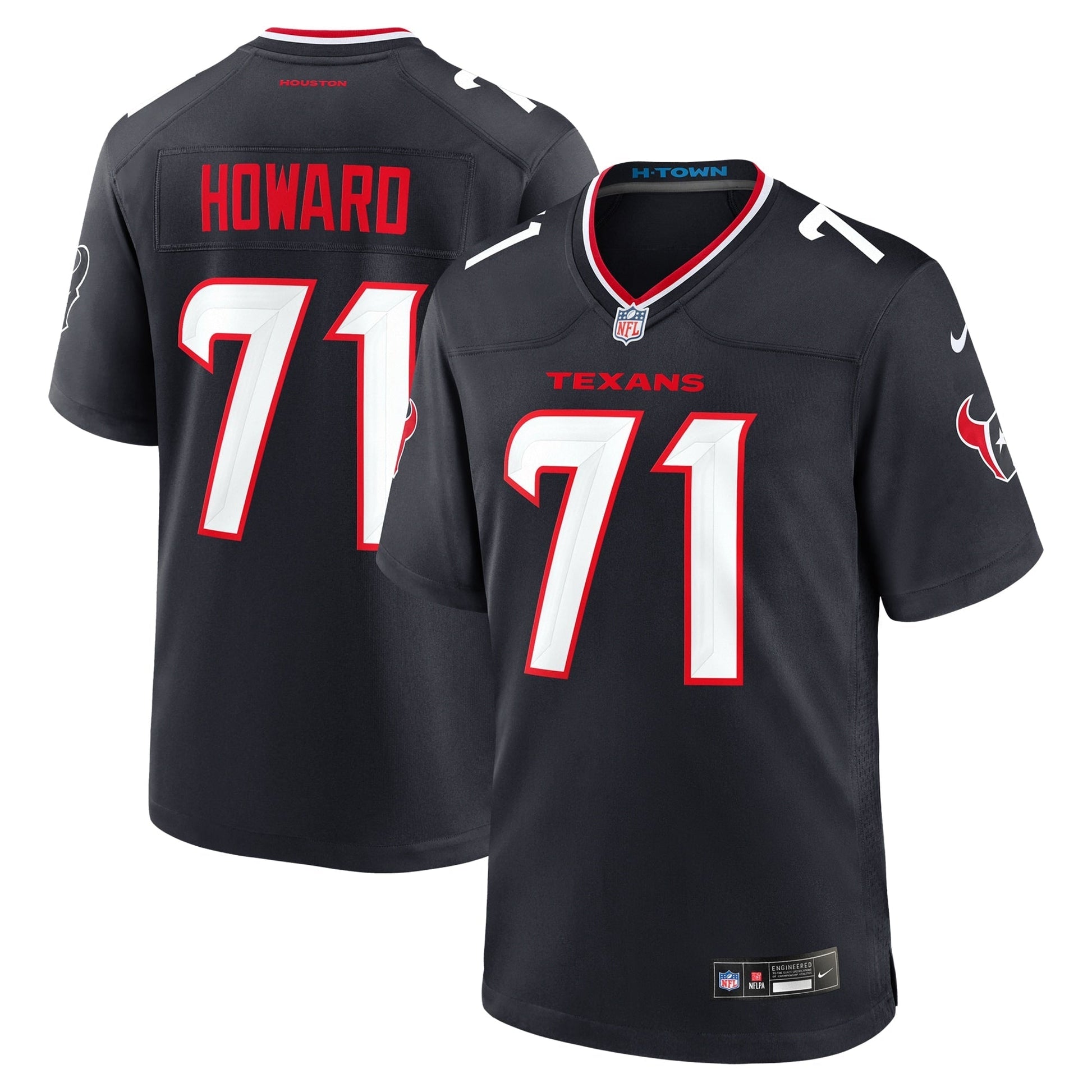 Houston Texans Tytus Howard Navy Team Game Jersey football jersey product view 1