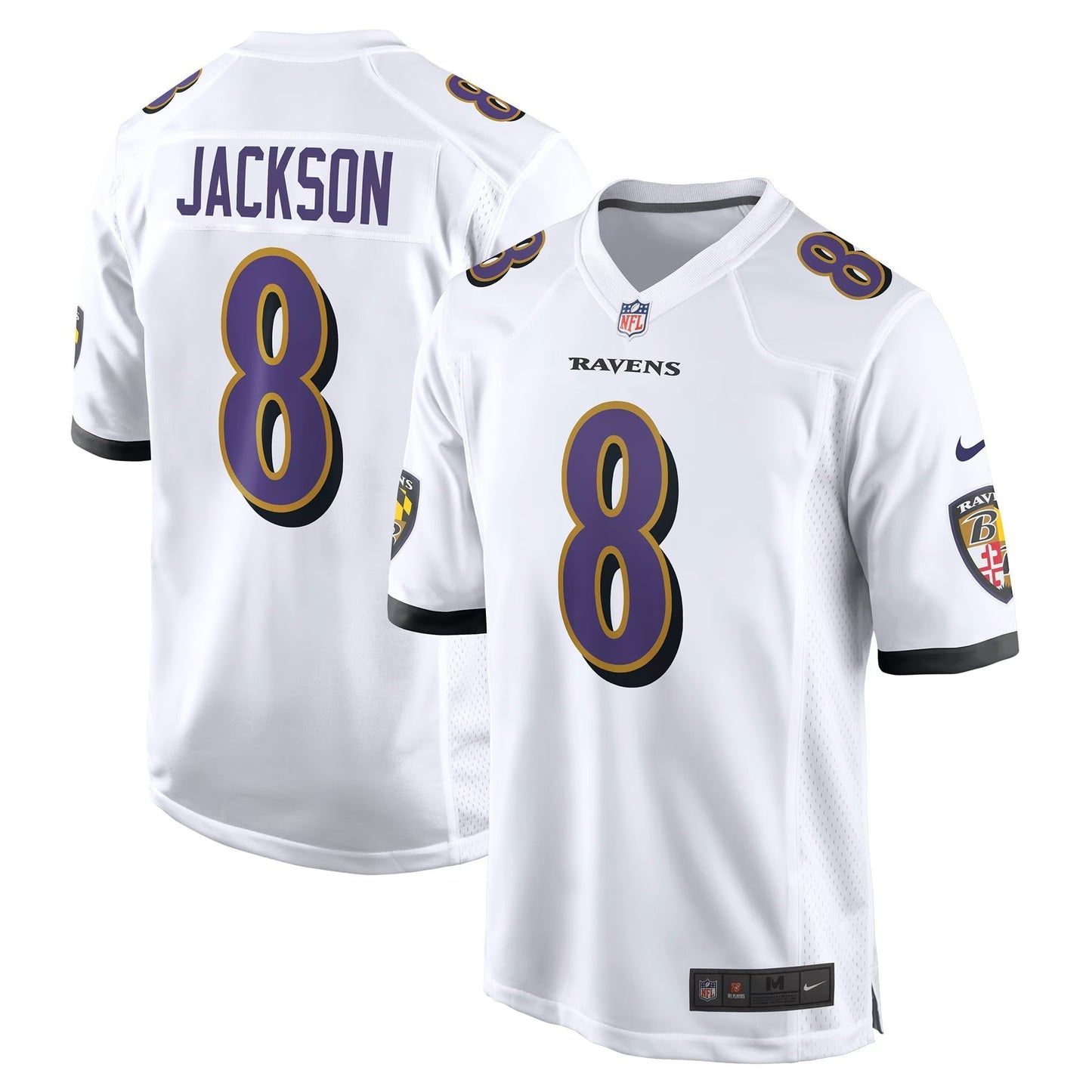 Baltimore Ravens Lamar Jackson White Game Jersey football jersey product view 1