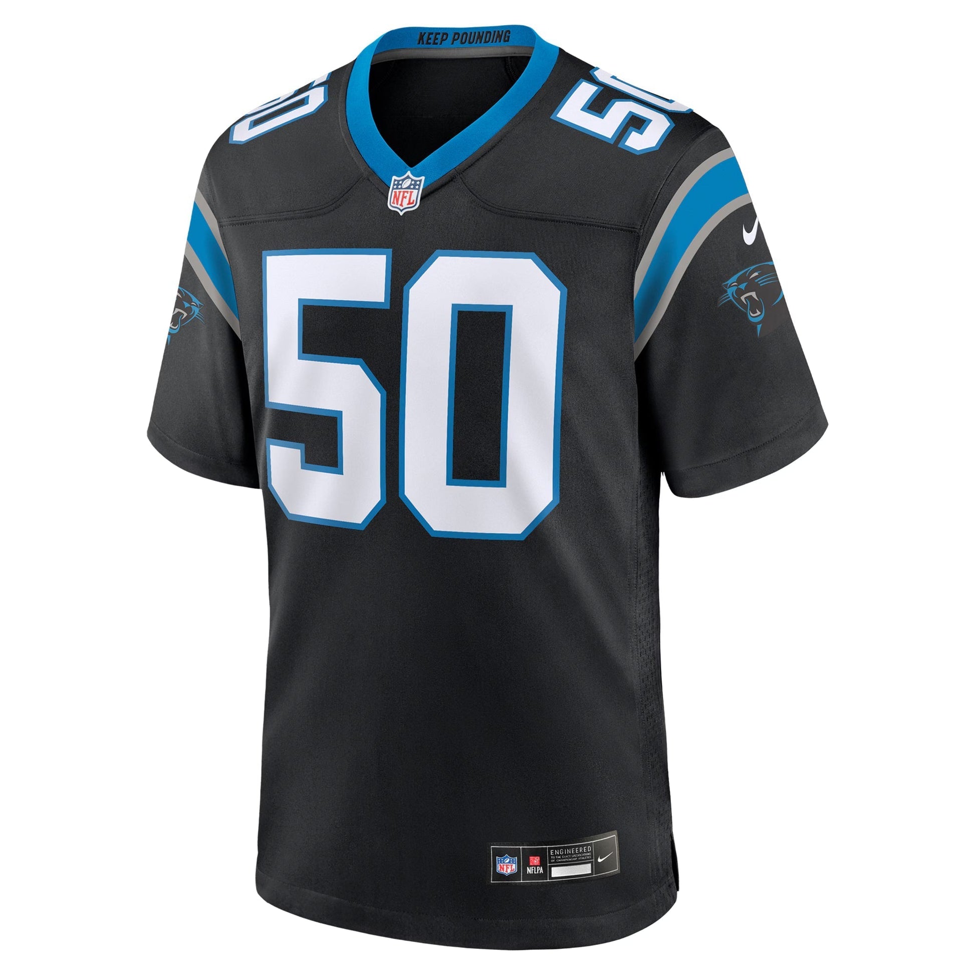 Carolina Panthers Robert Hunt Black Game Jersey football jersey product view 1
