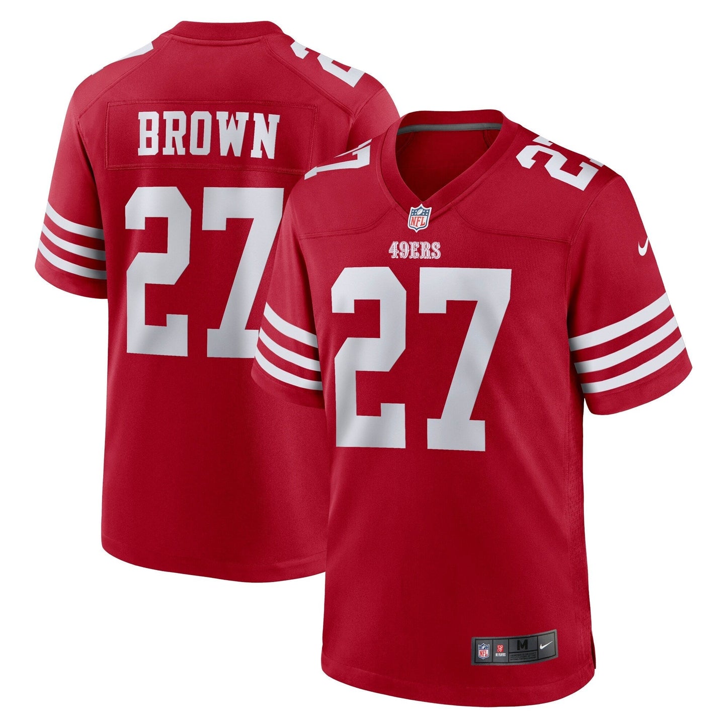 San Francisco 49ers Ji'Ayir Brown Scarlet Team Game Jersey football jersey product view 1