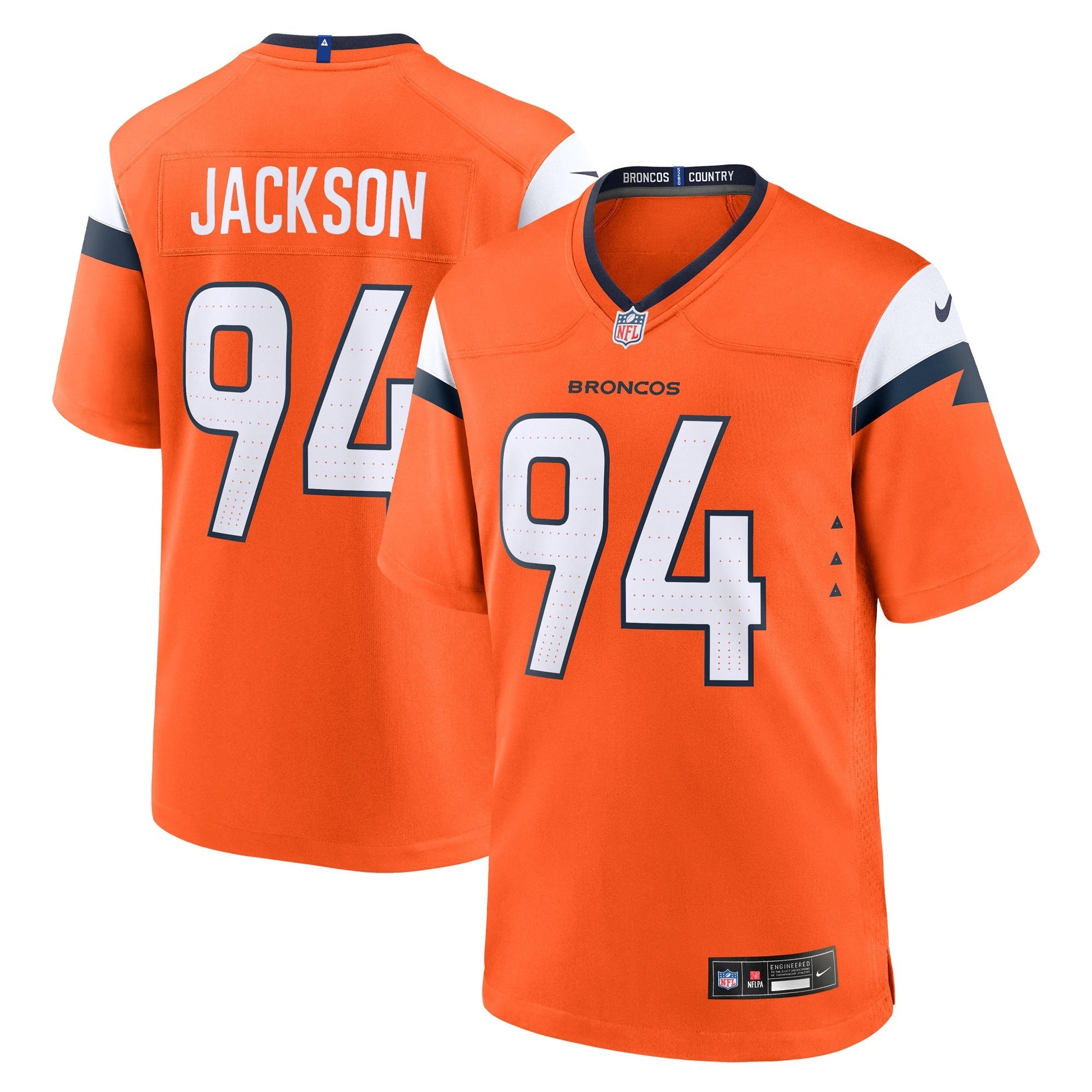 Denver Broncos Jordan Jackson Orange Team Game Jersey basketball jersey product view 1