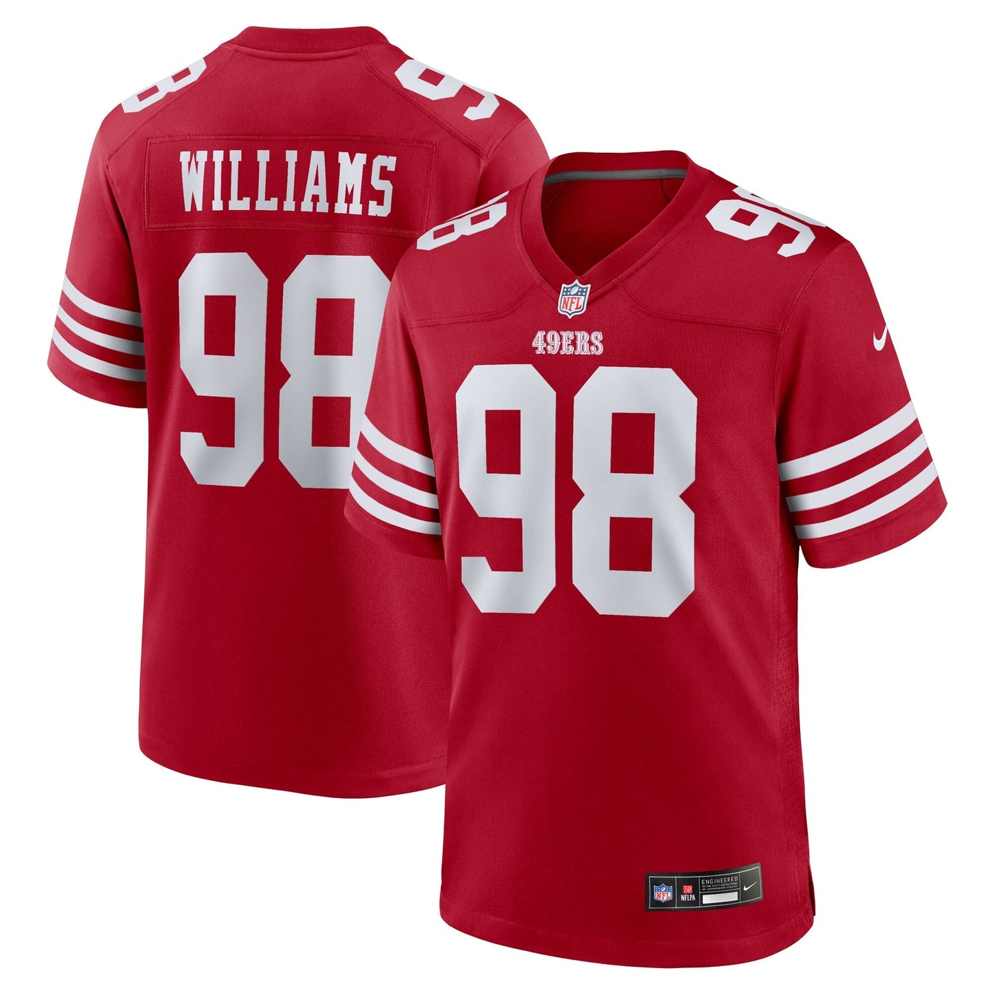 San Francisco 49ers Mykel Williams Scarlet 2025 NFL Draft First Round Pick Game Jersey football jersey product view 1