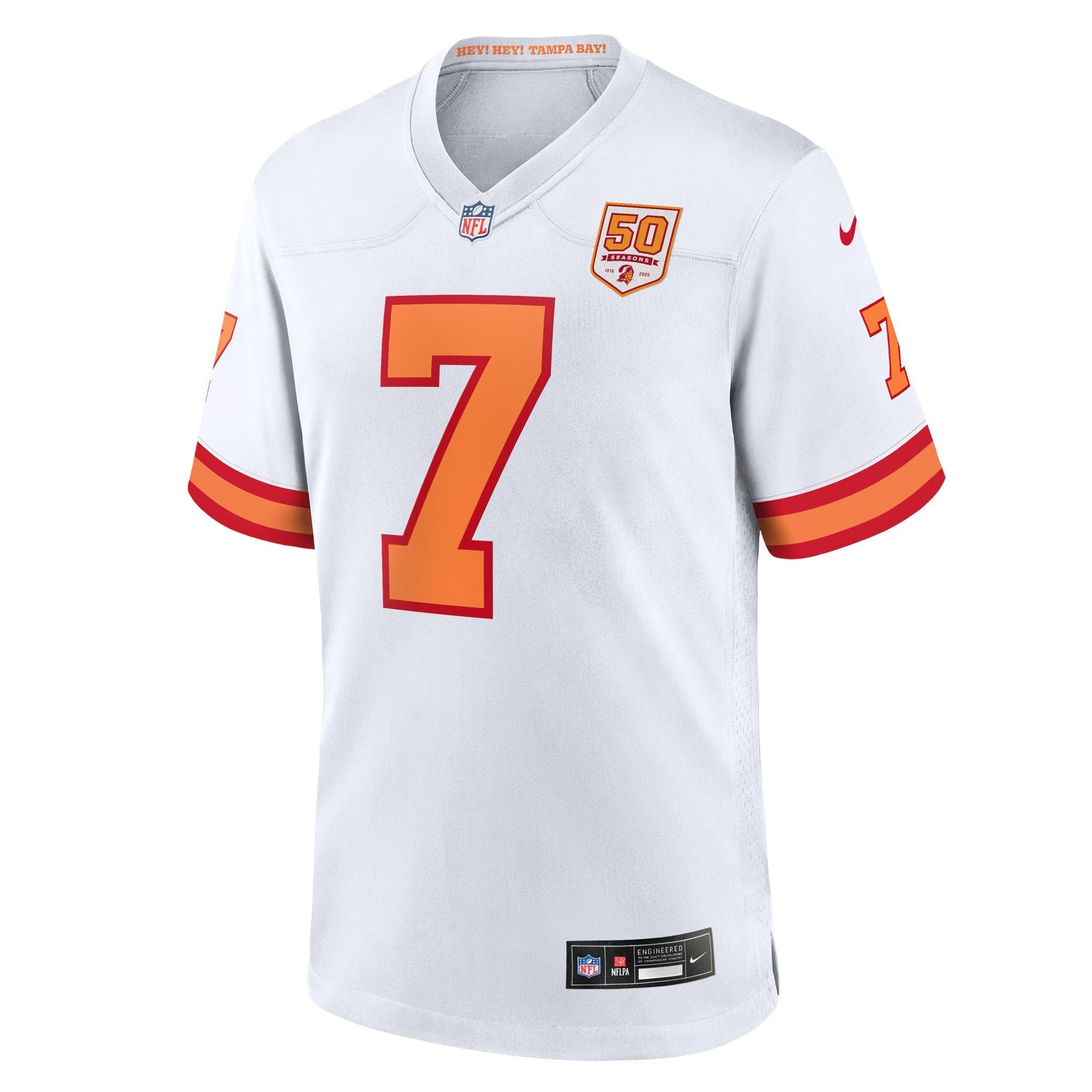 76 Tampa Bay Buccaneers Bucky Irving White 50th Season Game Jersey football jersey product view 2