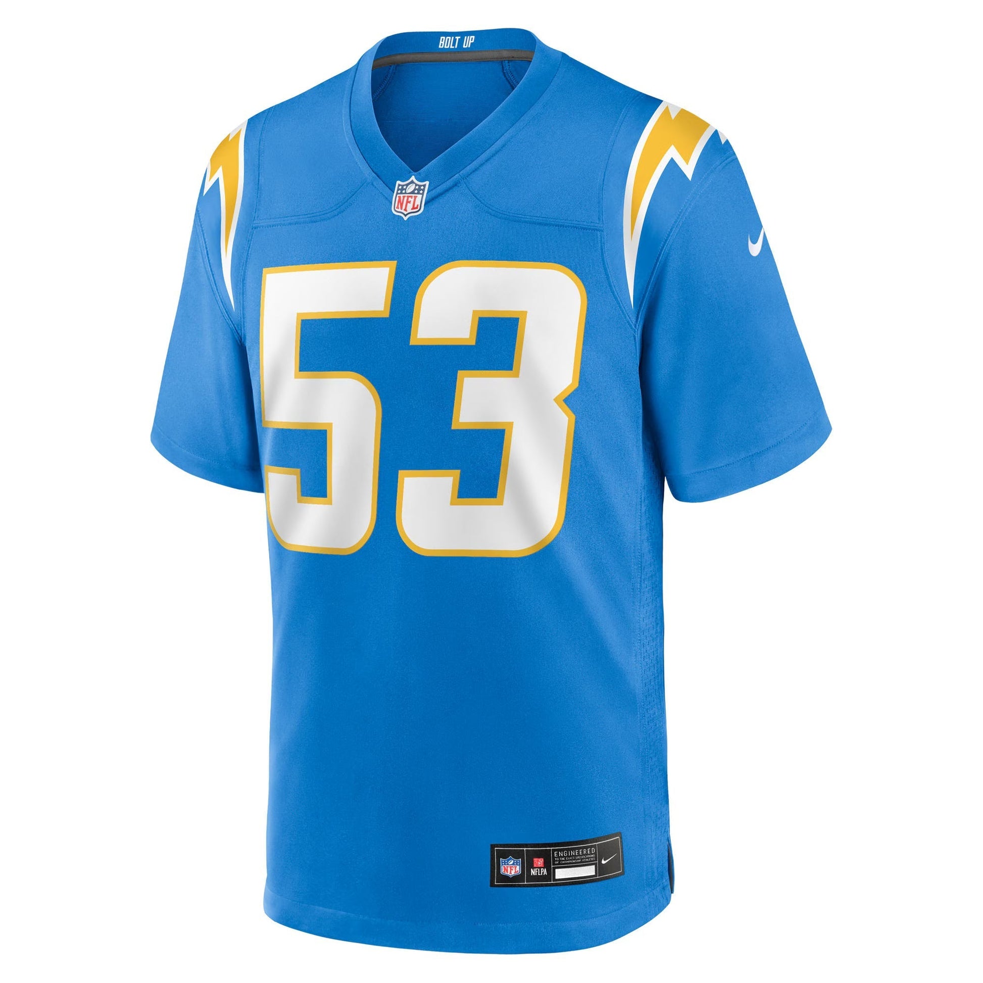 Los Angeles Chargers Del'Shawn Phillips Powder Blue Team Game Jersey football jersey product view 2