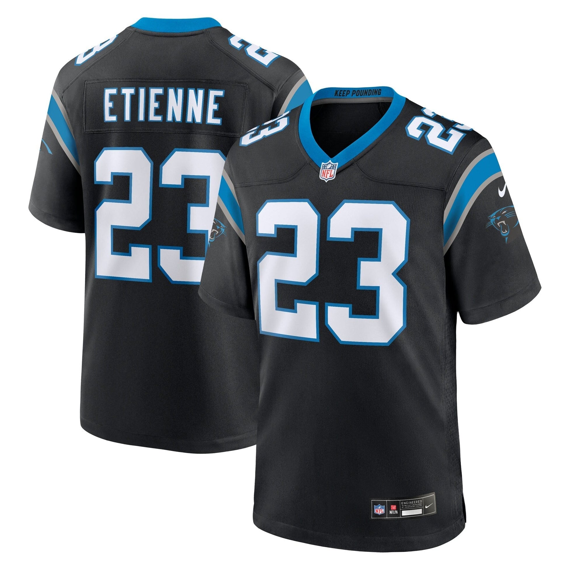 Carolina Panthers Trevor Etienne Black Team Game Jersey football jersey product view 1