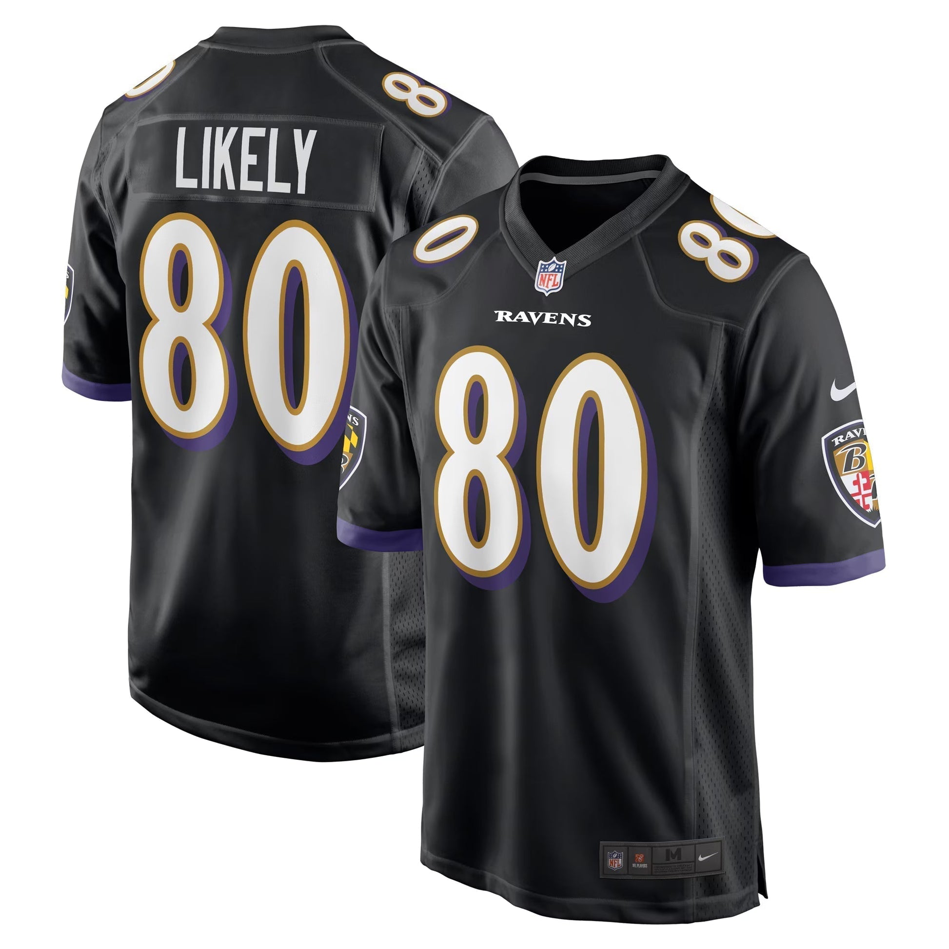 Baltimore Ravens Isaiah Likely Black Alternate Game Jersey football jersey product view 1
