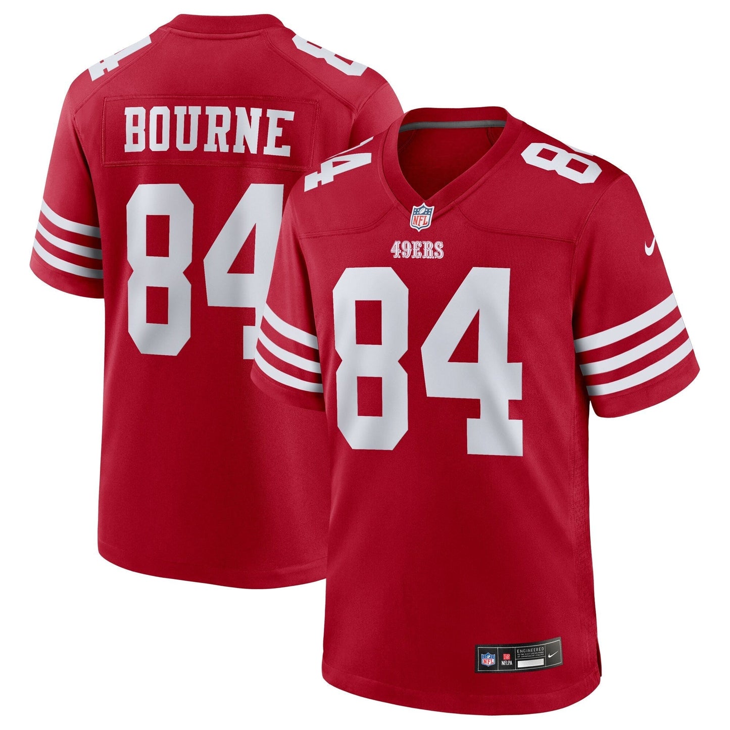 San Francisco 49ers Kendrick Bourne Scarlet Team Game Jersey football jersey product view 1