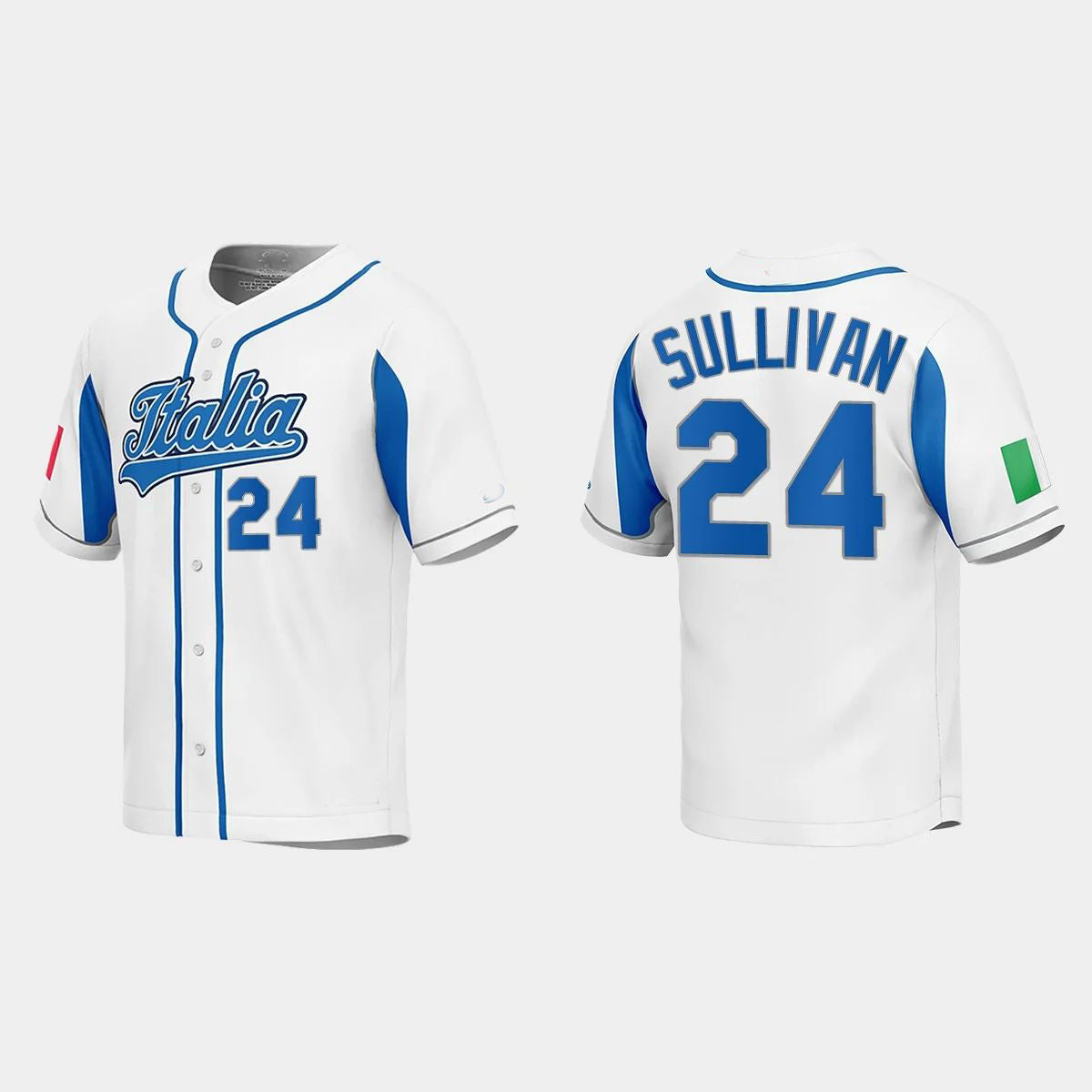 #24 BRETT SULLIVAN ITALY BASEBALL 2023 WORLD BASEBALL CLASSIC JERSEY ¨C WHITE Stitches Baseball Jerseys baseball jersey product view 1