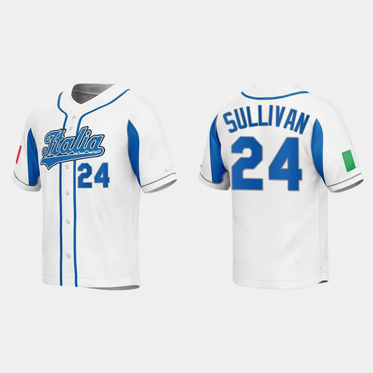 #24 BRETT SULLIVAN ITALY BASEBALL 2023 WORLD BASEBALL CLASSIC JERSEY ¨C WHITE Stitches Baseball Jerseys baseball jersey product view 1