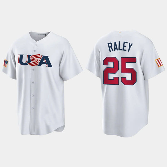 #25 BROOKS RALEY NEW YORK METS 2023 WORLD BASEBALL CLASSIC USA REPLICA JERSEY ¨C WHITE Stitches Baseball Jerseys baseball jersey product view 1