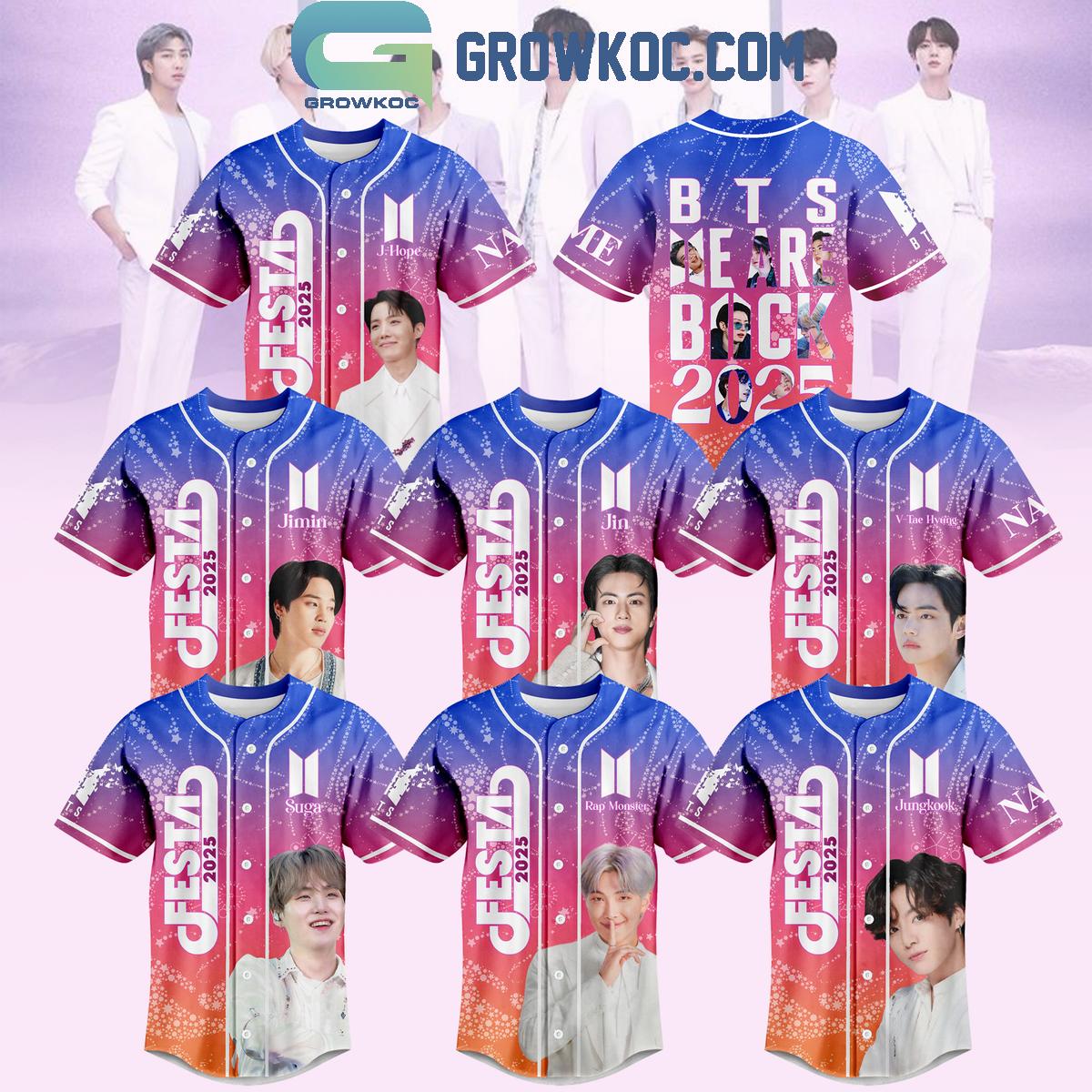 BTS We Are Back Festa 2025 Baseball Jersey Unisex T-shirt, Sweatshirt, Hoodie, Long Sleeve Tee - T-Shirt, Sweatshirt, Hoodie