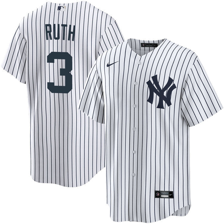 Babe Ruth New York Yankees Home Retired Player Jersey - White baseball jersey product view 1
