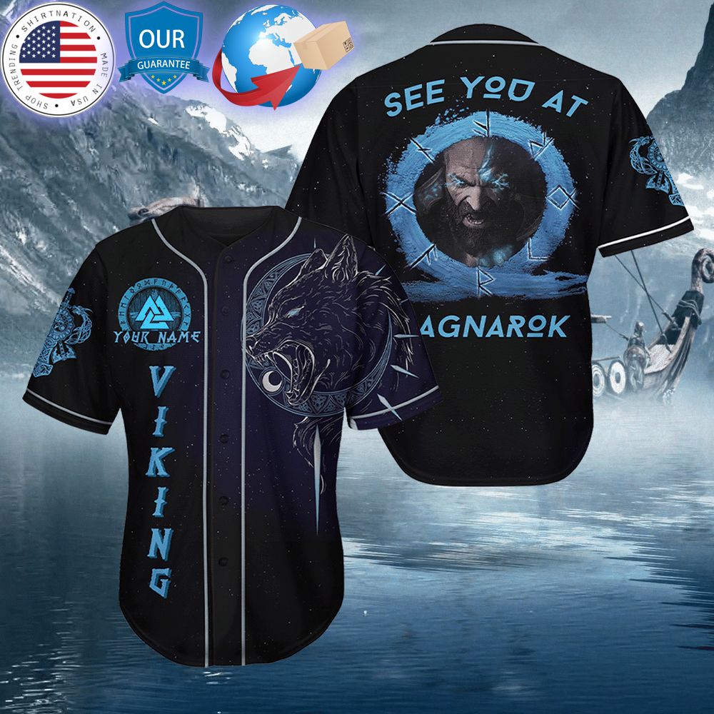 HOT See You At Ragnarok Vikings Custom Baseball Jersey Unisex T-shirt, Sweatshirt, Hoodie, Long Sleeve Tee - T-Shirt, Sweatshirt, Hoodie
