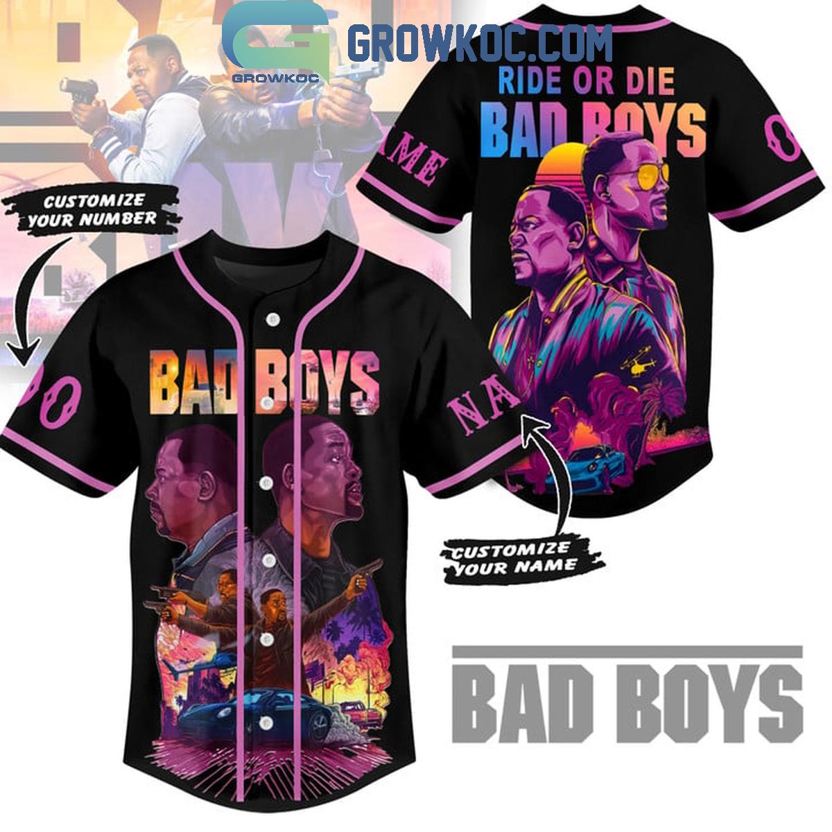 Bad Boys Ride Or Die Personalized Baseball Jersey Unisex T-shirt, Sweatshirt, Hoodie, Long Sleeve Tee - T-Shirt, Sweatshirt, Hoodie