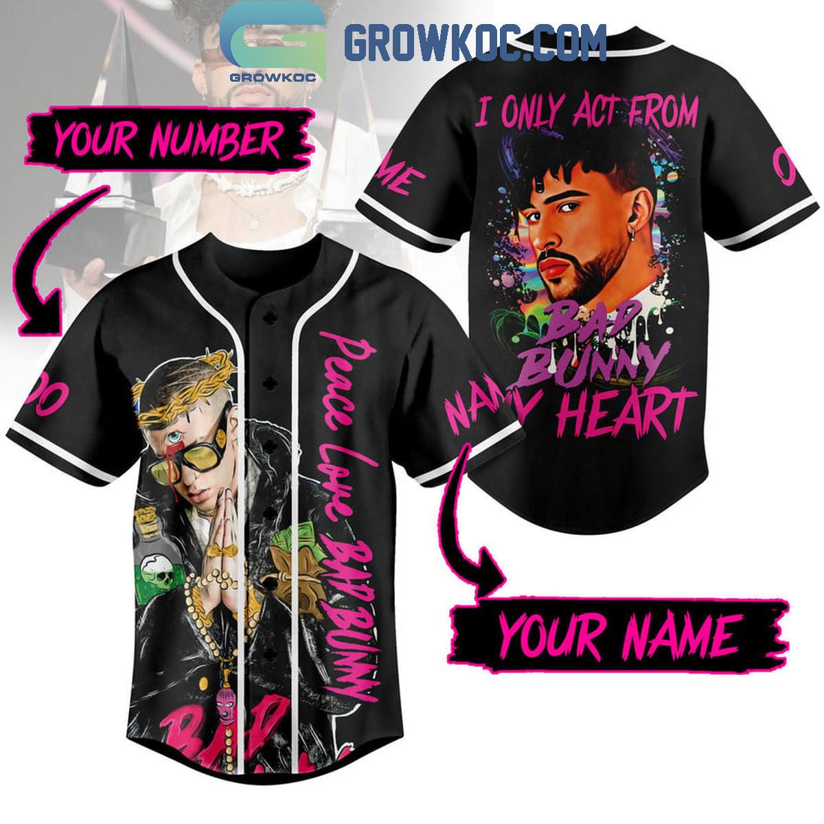 Bad Bunny I Only Act From My Heart Personalized Baseball Jersey Unisex T-shirt, Sweatshirt, Hoodie, Long Sleeve Tee - T-Shirt, Sweatshirt, Hoodie