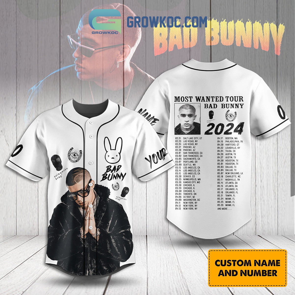 Bad Bunny Most Wanted Tour 2024 Personalized Baseball Jersey Unisex T-shirt, Sweatshirt, Hoodie, Long Sleeve Tee - T-Shirt, Sweatshirt, Hoodie