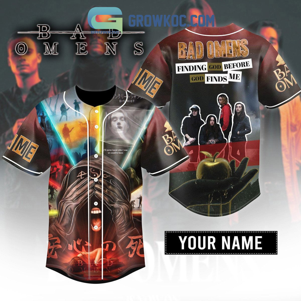 Bad Omens Finding God Before God Finds Me Personalized Baseball Jersey Unisex T-shirt, Sweatshirt, Hoodie, Long Sleeve Tee - T-Shirt, Sweatshirt, Hoodie
