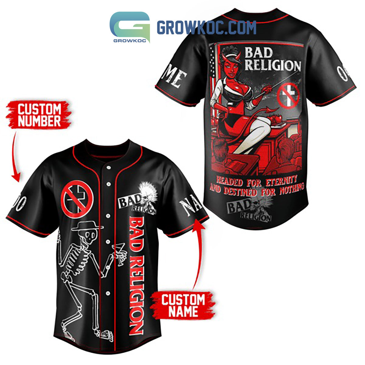 Bad Religion Headed For Eternity And Destined For Nothing Personalized Baseball Jersey Unisex T-shirt, Sweatshirt, Hoodie, Long Sleeve Tee - T-Shirt, Sweatshirt, Hoodie