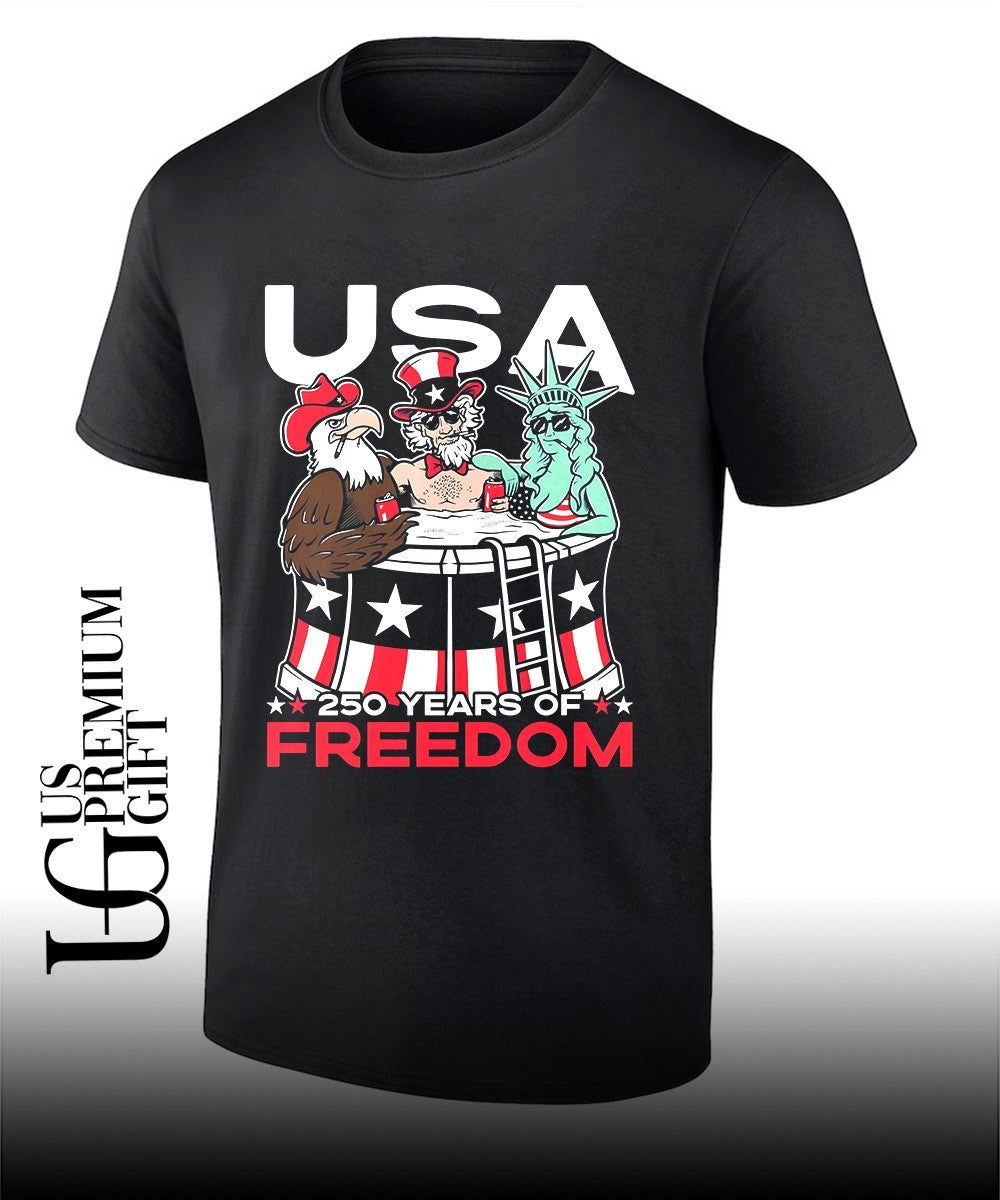 Bald Eagle Uncle Sam Statue of Liberty USA 250 Years of Freedom shirt Unisex T-shirt, Sweatshirt, Hoodie, Long Sleeve Tee - T-Shirt, Sweatshirt, Hoodie