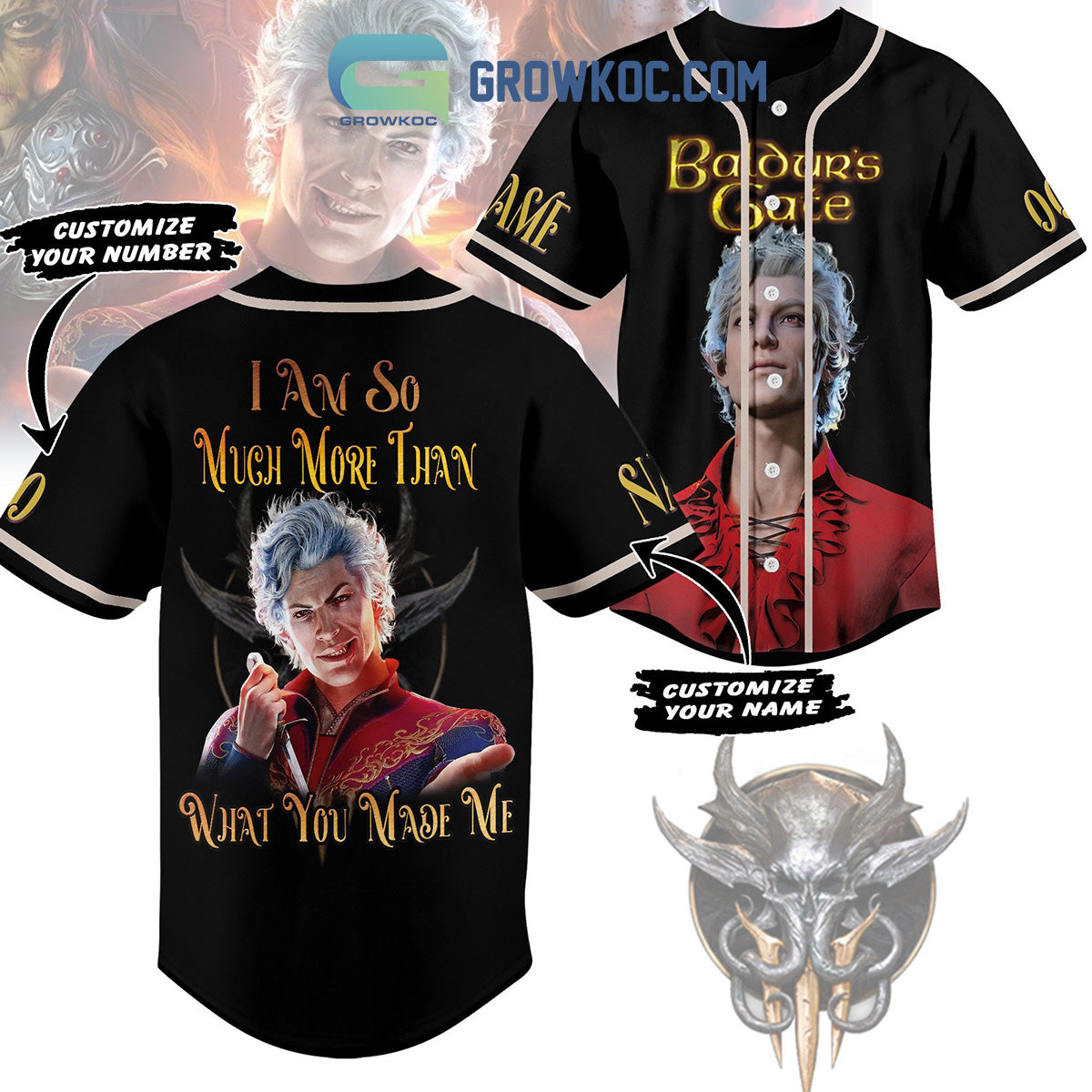 Baldurs Gate I Am So Much More Than What You Made Me Personalized Baseball Jersey Unisex T-shirt, Sweatshirt, Hoodie, Long Sleeve Tee - T-Shirt, Sweatshirt, Hoodie