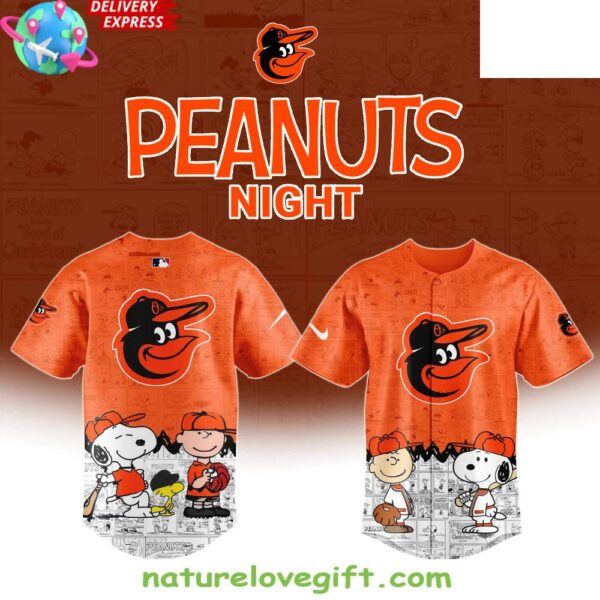 Baltimore Orioles Peanuts 75th Anniversary Baseball Jersey Unisex T-shirt, Sweatshirt, Hoodie, Long Sleeve Tee - T-Shirt, Sweatshirt, Hoodie