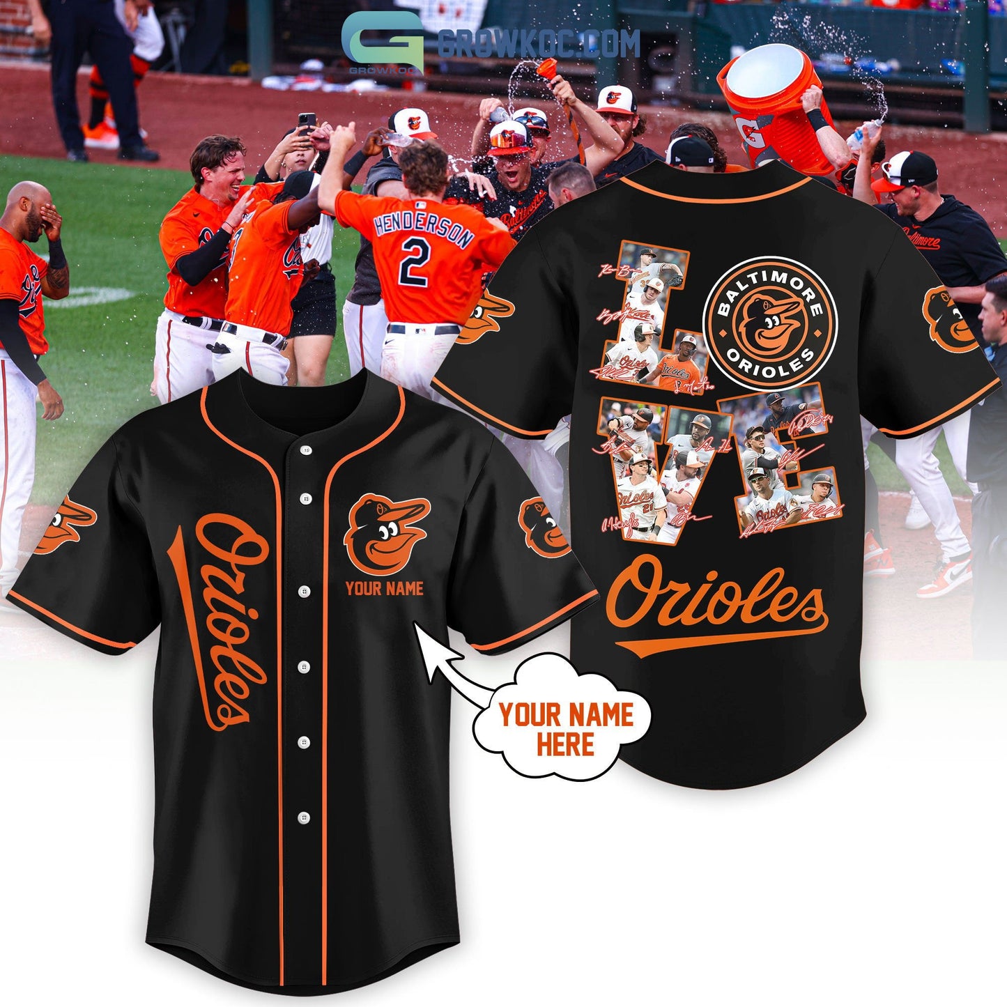 Baltimore Orioles Love Team Personalized Black Design Baseball Jersey Unisex T-shirt, Sweatshirt, Hoodie, Long Sleeve Tee - T-Shirt, Sweatshirt, Hoodie