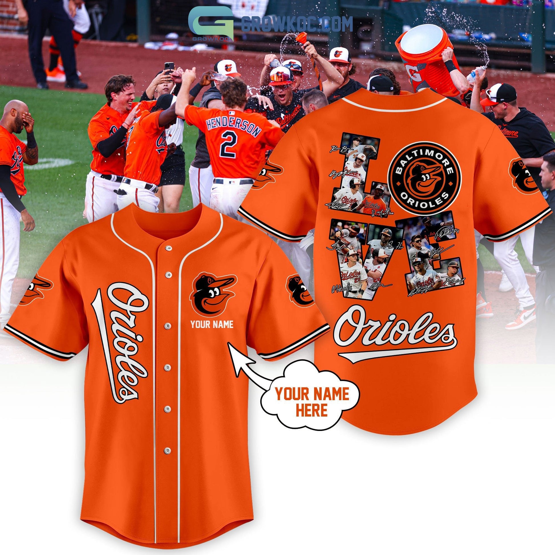 Baltimore Orioles Love Team Personalized Orange Design Baseball Jersey Unisex T-shirt, Sweatshirt, Hoodie, Long Sleeve Tee - T-Shirt, Sweatshirt, Hoodie