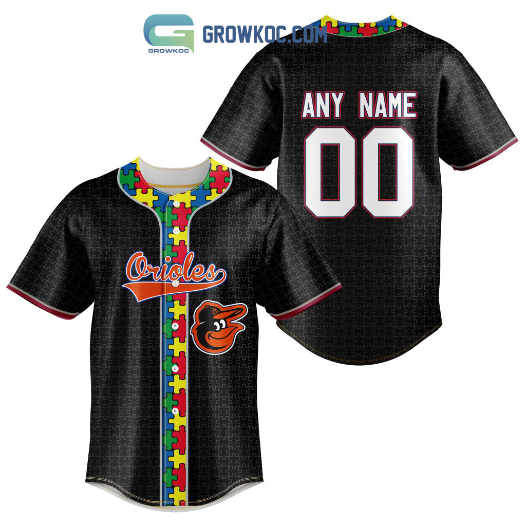 Baltimore Orioles MLB Fearless Against Autism Personalized Baseball Jersey Unisex T-shirt, Sweatshirt, Hoodie, Long Sleeve Tee - T-Shirt, Sweatshirt, Hoodie