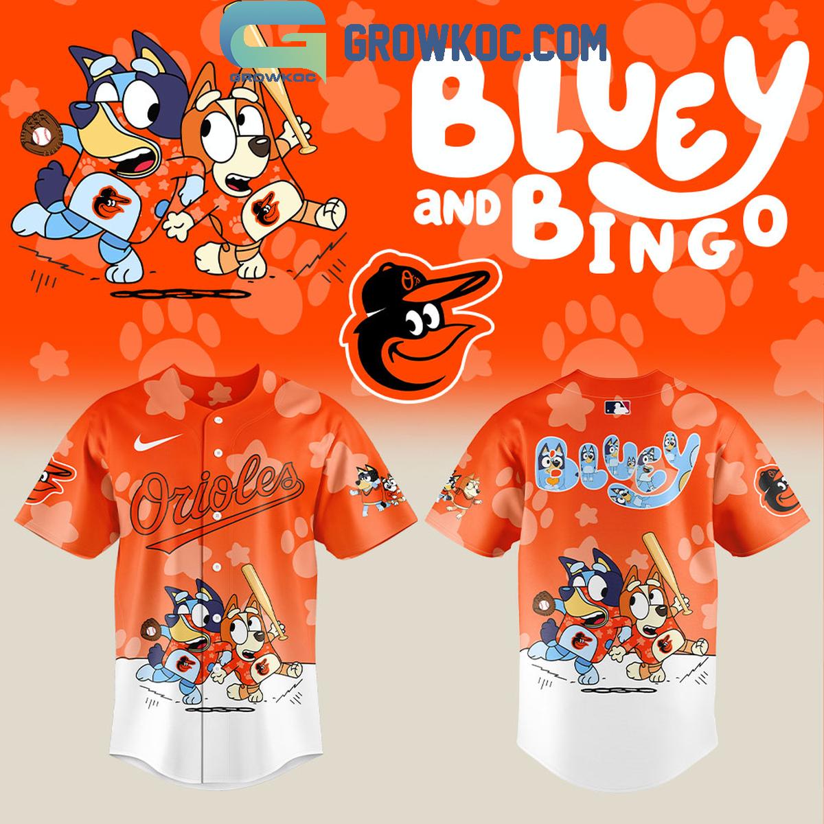 Baltimore Orioles x Bluey and Bingo Baseball Jersey Unisex T-shirt, Sweatshirt, Hoodie, Long Sleeve Tee - T-Shirt, Sweatshirt, Hoodie