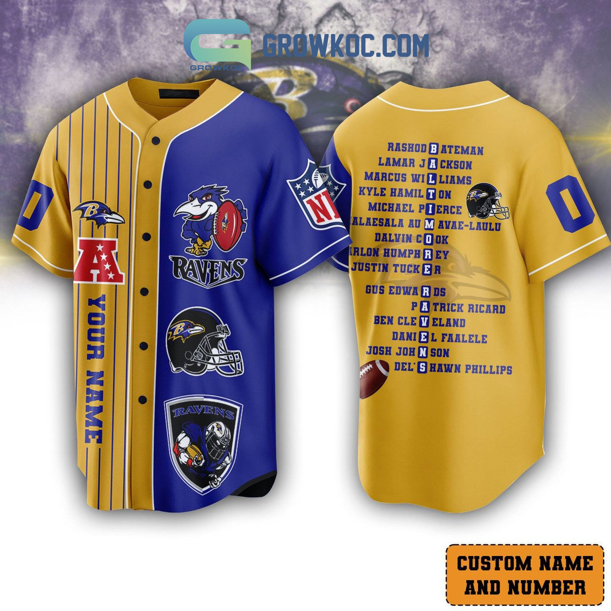 Baltimore Ravens The Champions Team Personalized Baseball Jersey Unisex T-shirt, Sweatshirt, Hoodie, Long Sleeve Tee - T-Shirt, Sweatshirt, Hoodie