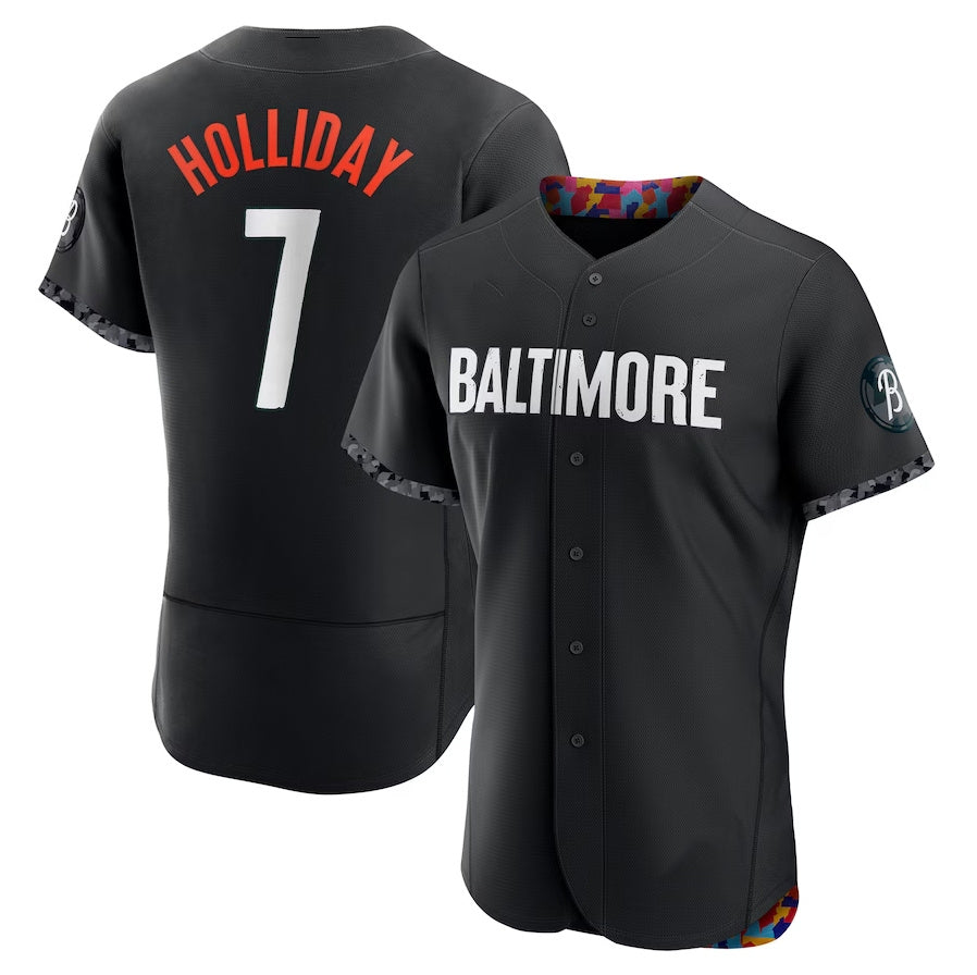 Baltimore Orioles #7 Jackson Holliday City Connect Authentic Player Jersey - Black Stitched Baseball Jersey baseball jersey product view 1