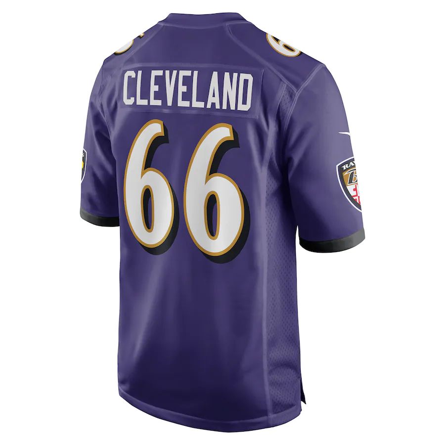 B.Ravens #66 Ben Cleveland Purple Game Jersey Stitched American Football Jerseys football jersey product view 1