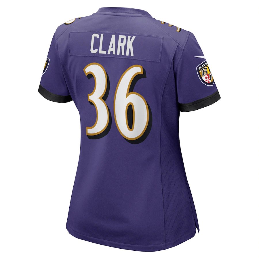 B.Ravens #36 Chuck Clark Purple Game Jersey Stitched American Football Jerseys football jersey product view 1