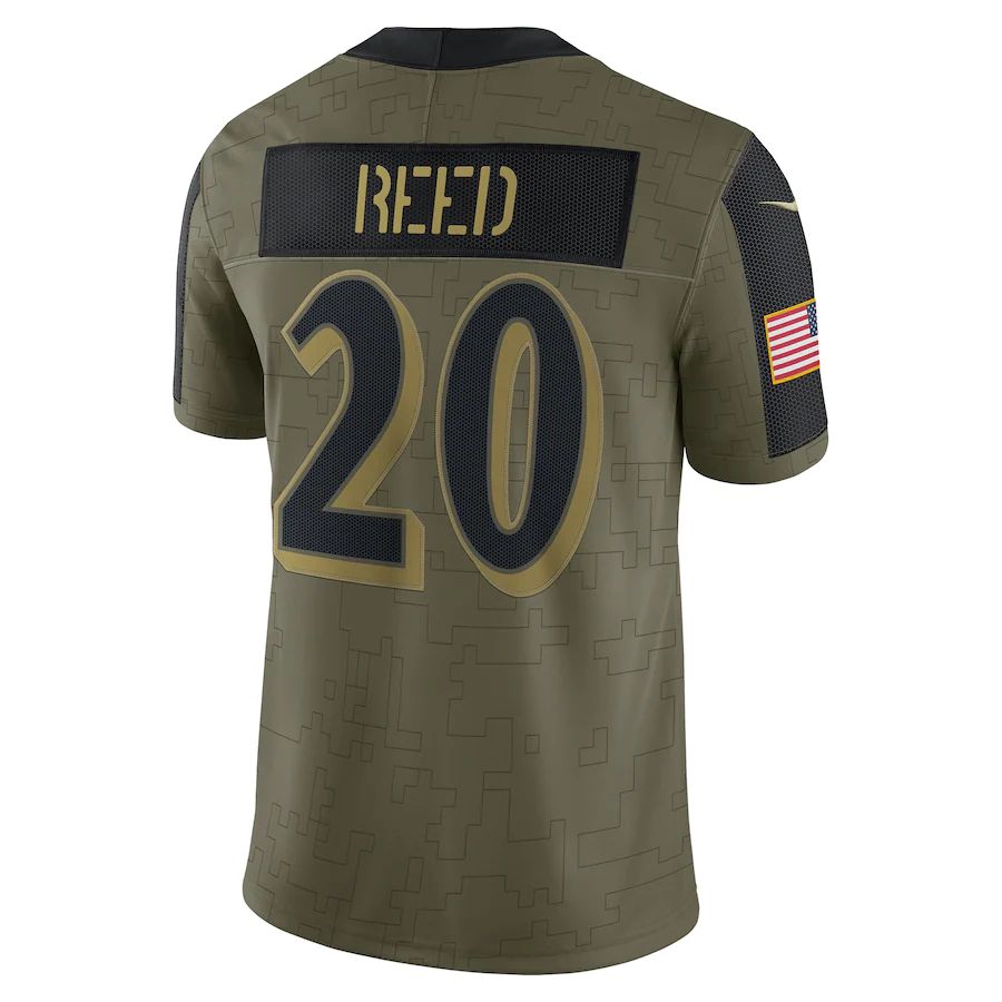 B.Ravens #20 Ed Reed Olive 2021 Salute To Service Retired Player Limited Jersey Stitched American Football Jerseys football jersey product view 1